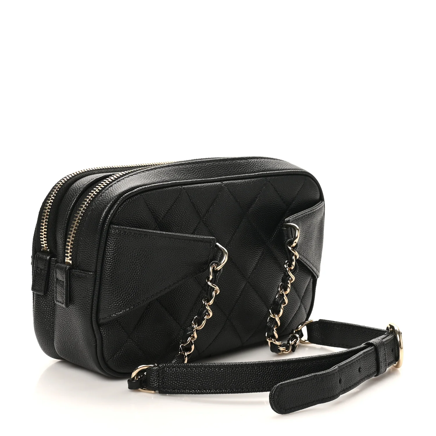 Caviar Quilted Waist Bag With Pouch Black - Image 4