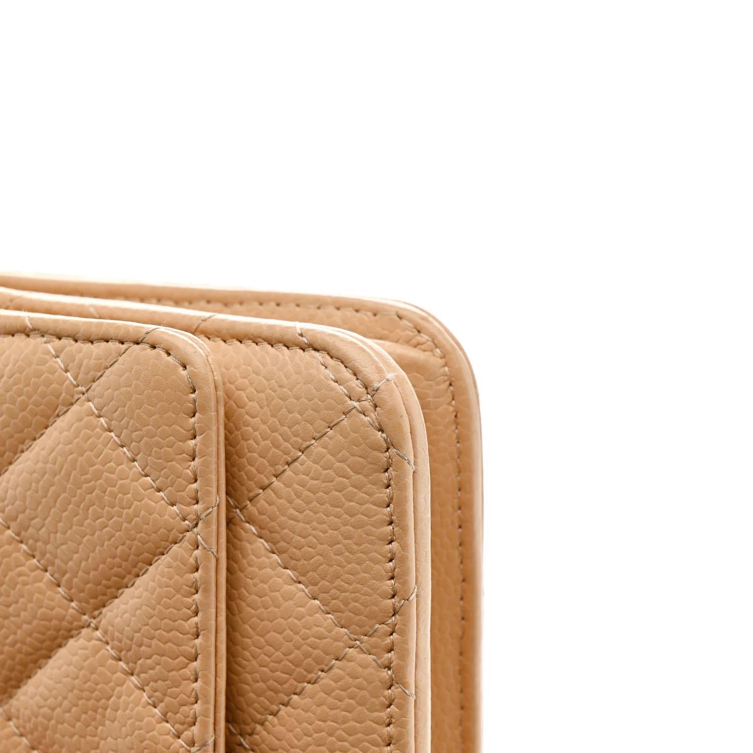 Caviar Quilted Wallet On Chain WOC Beige - Image 13