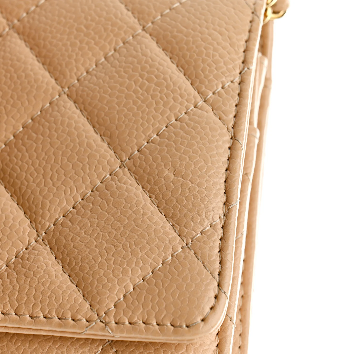 Caviar Quilted Wallet On Chain WOC Beige - Image 15