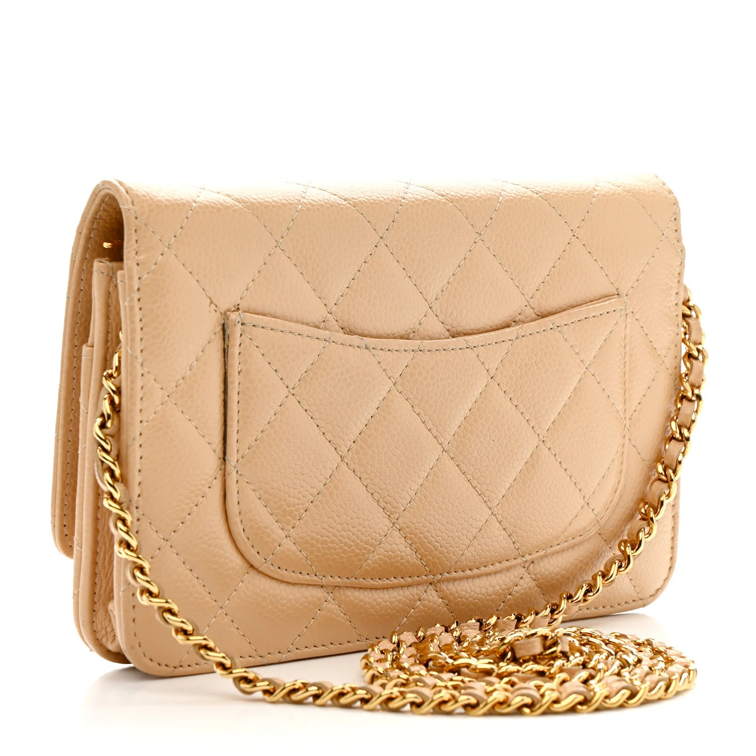 Caviar Quilted Wallet On Chain WOC Beige - Image 3