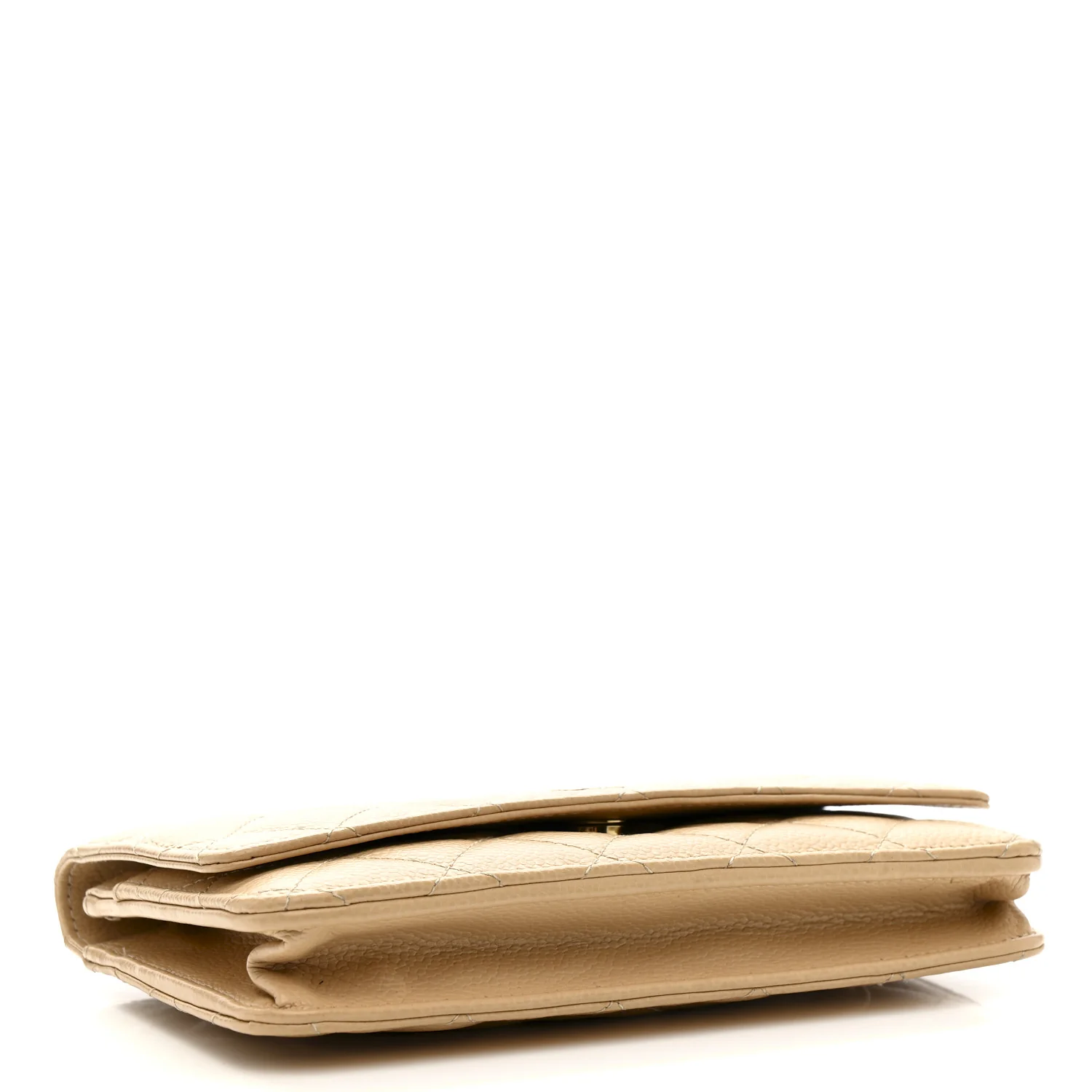 Caviar Quilted Wallet On Chain WOC Beige - Image 4