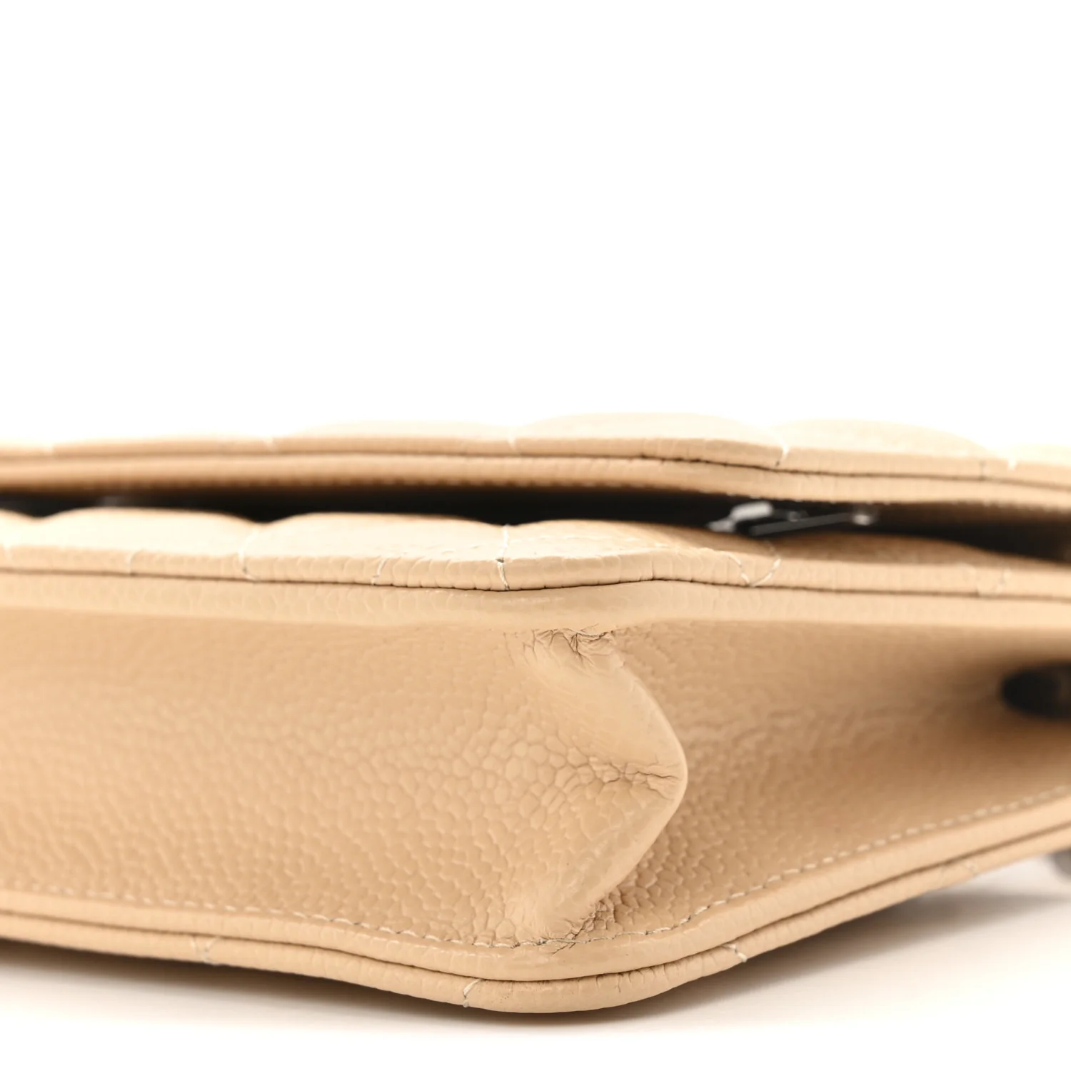 Caviar Quilted Wallet on Chain WOC Beige - Image 10
