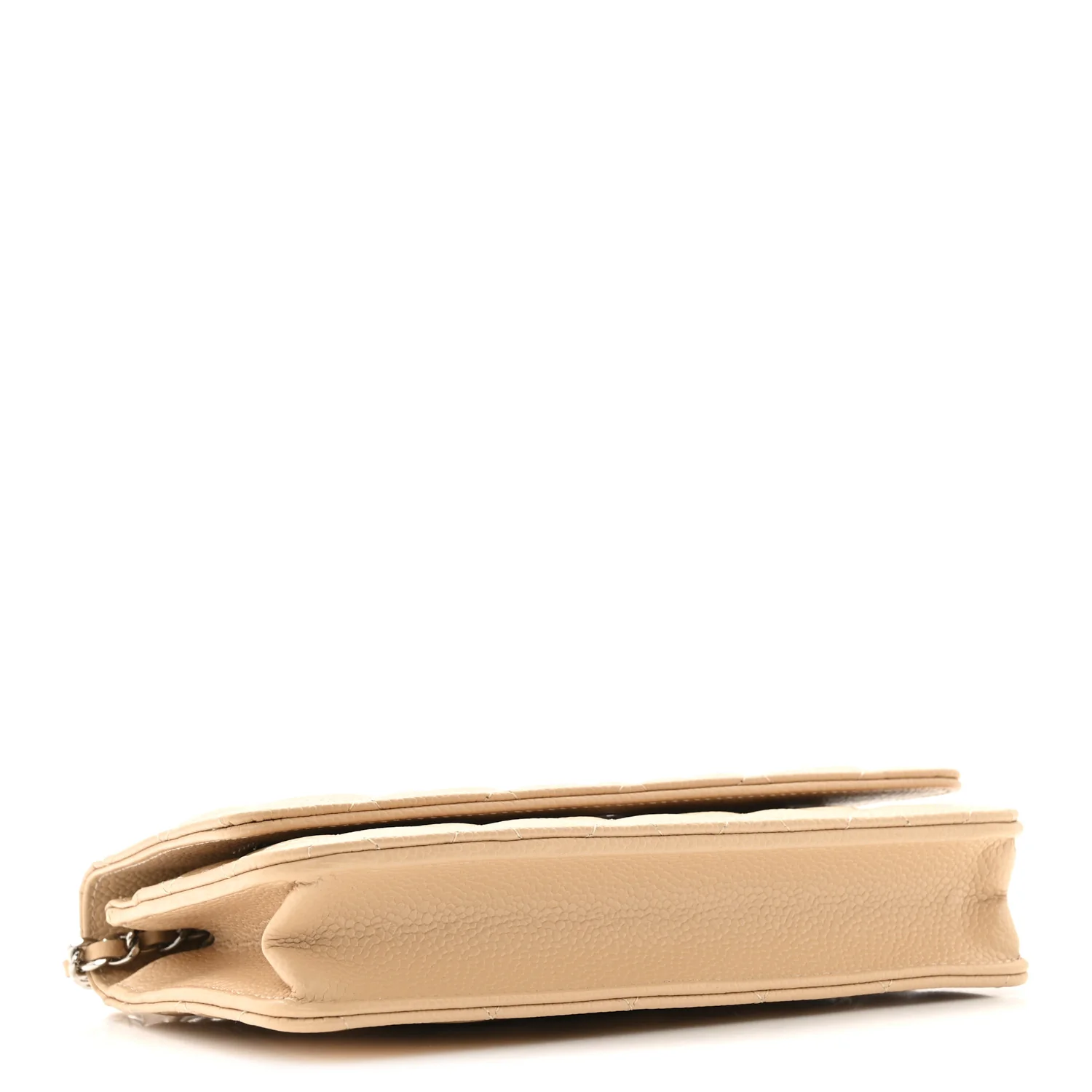 Caviar Quilted Wallet on Chain WOC Beige - Image 4