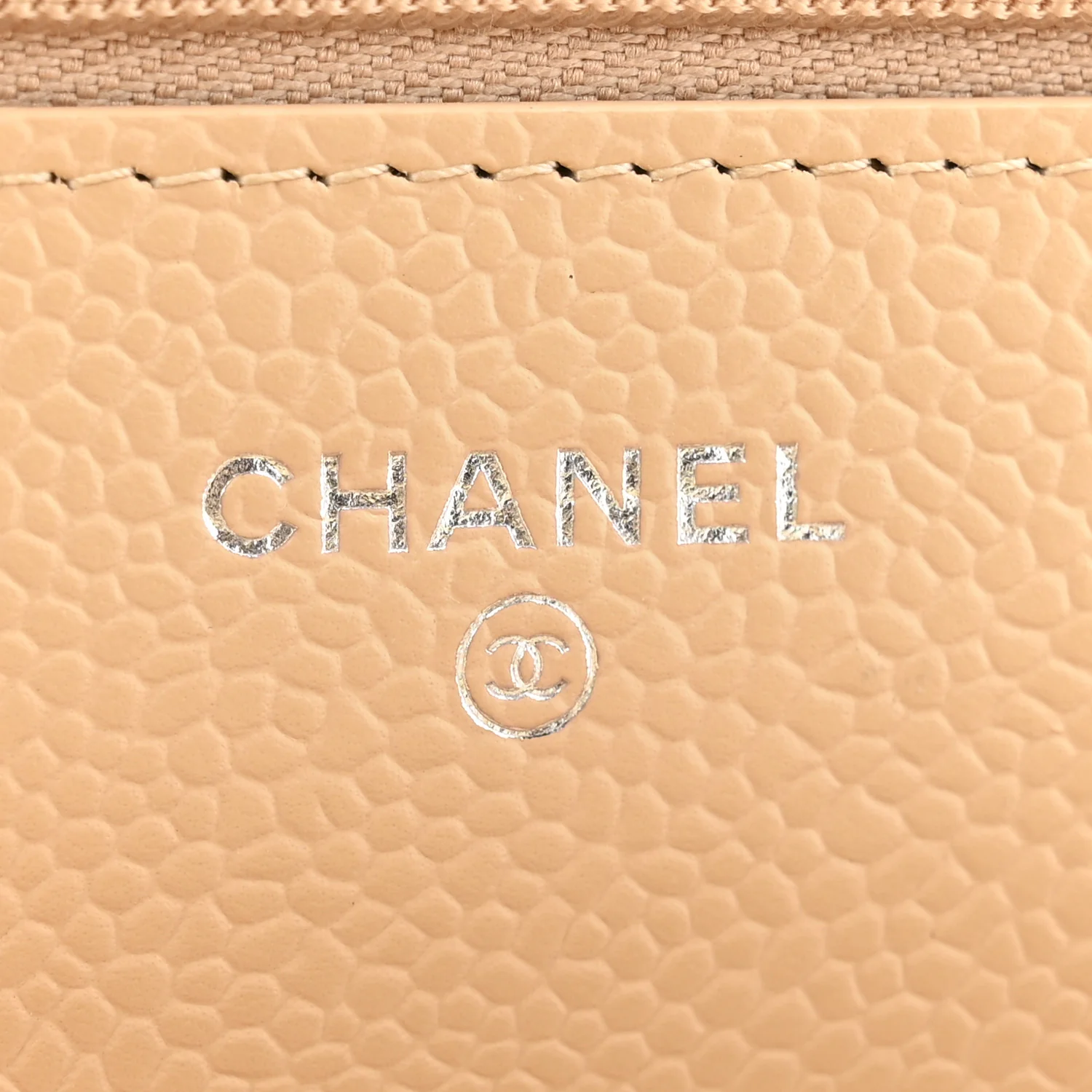 Caviar Quilted Wallet on Chain WOC Beige - Image 6