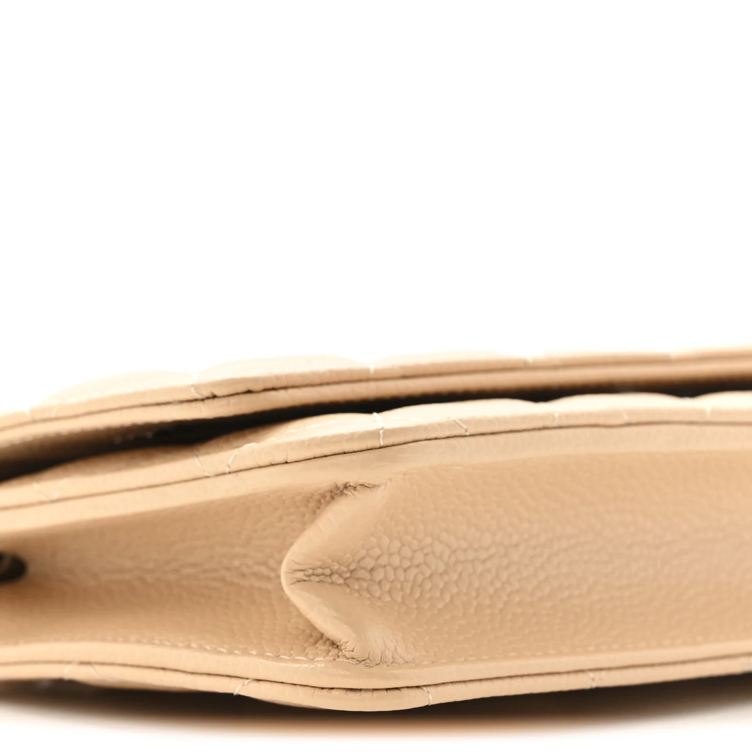Caviar Quilted Wallet on Chain WOC Beige - Image 9