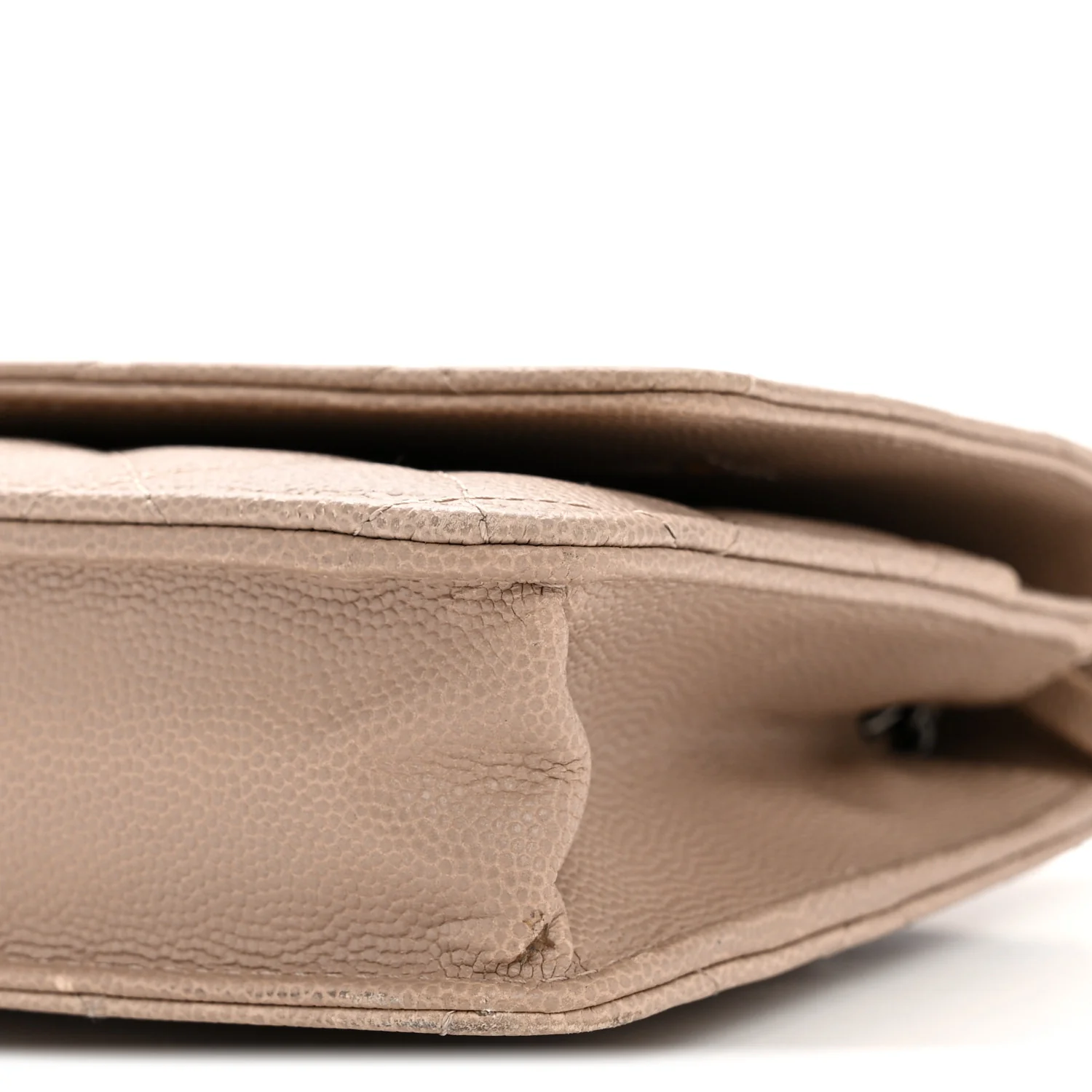 Caviar Quilted Wallet on Chain WOC Beige - Image 11