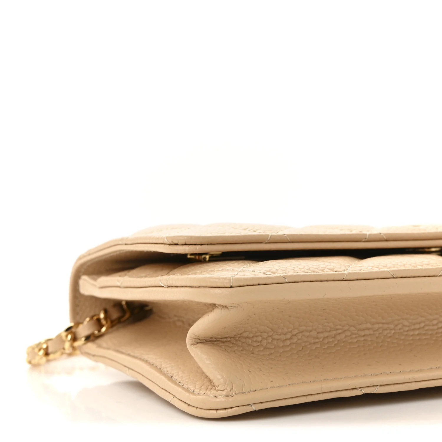 Caviar Quilted Wallet on Chain WOC Beige - Image 10