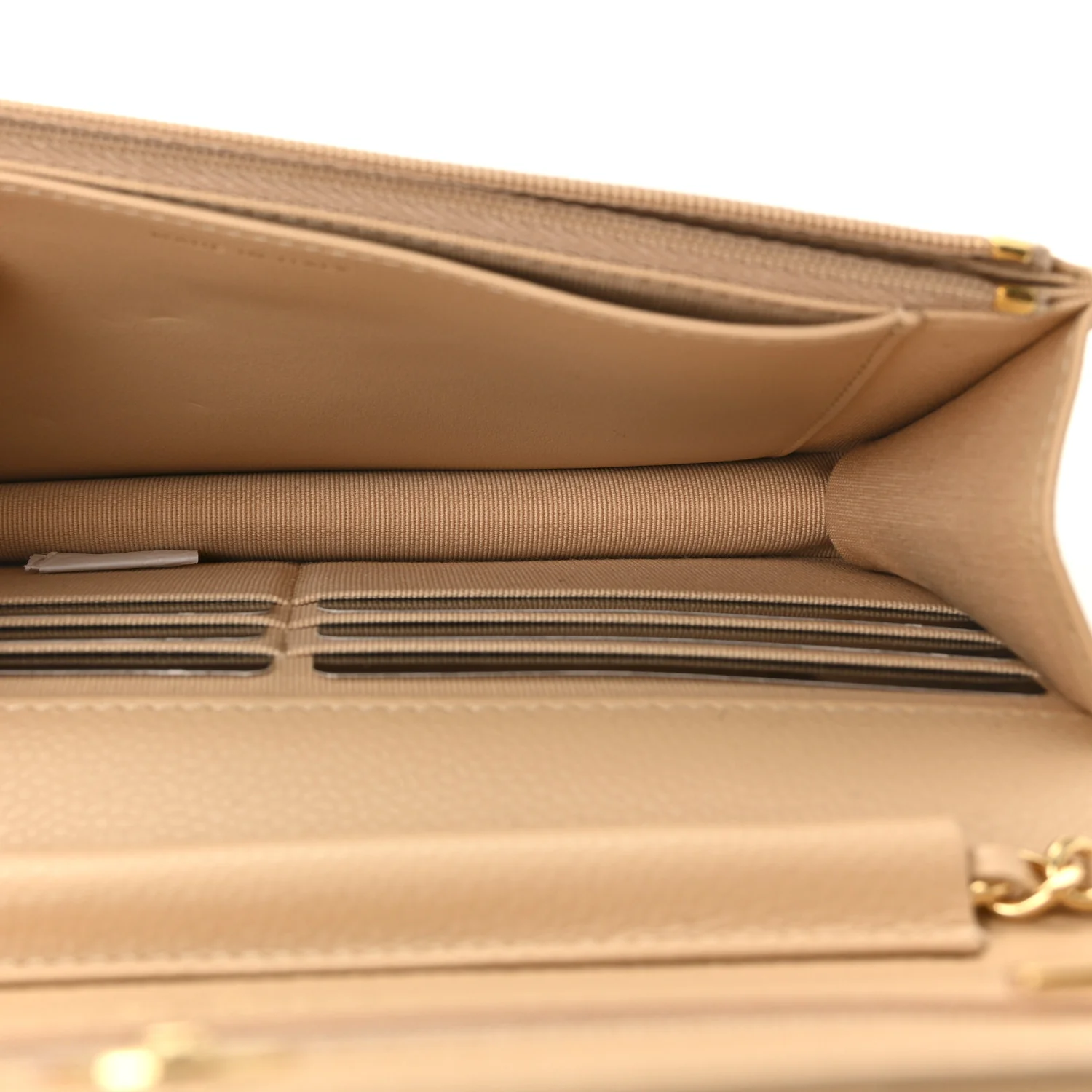 Caviar Quilted Wallet on Chain WOC Beige - Image 5