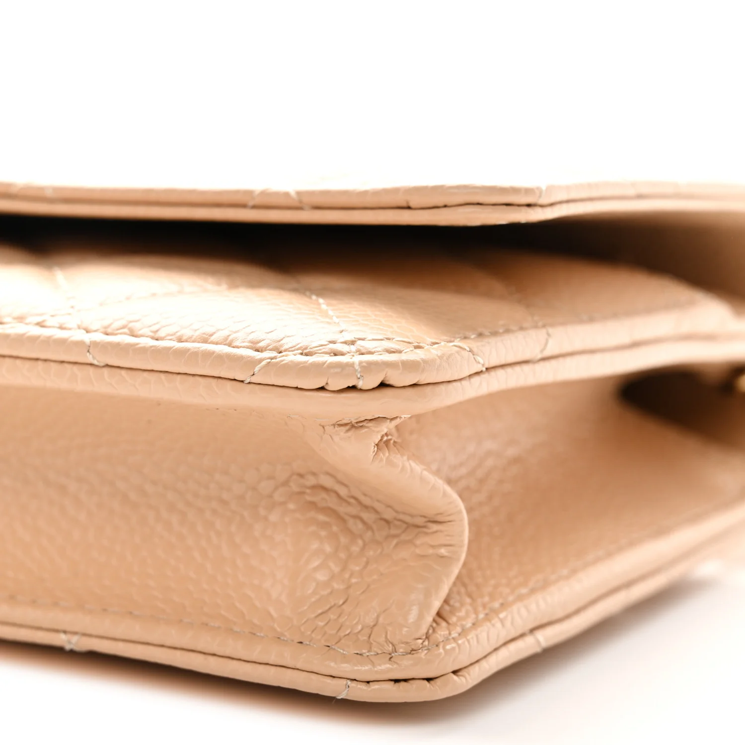 Caviar Quilted Wallet on Chain WOC Beige - Image 10