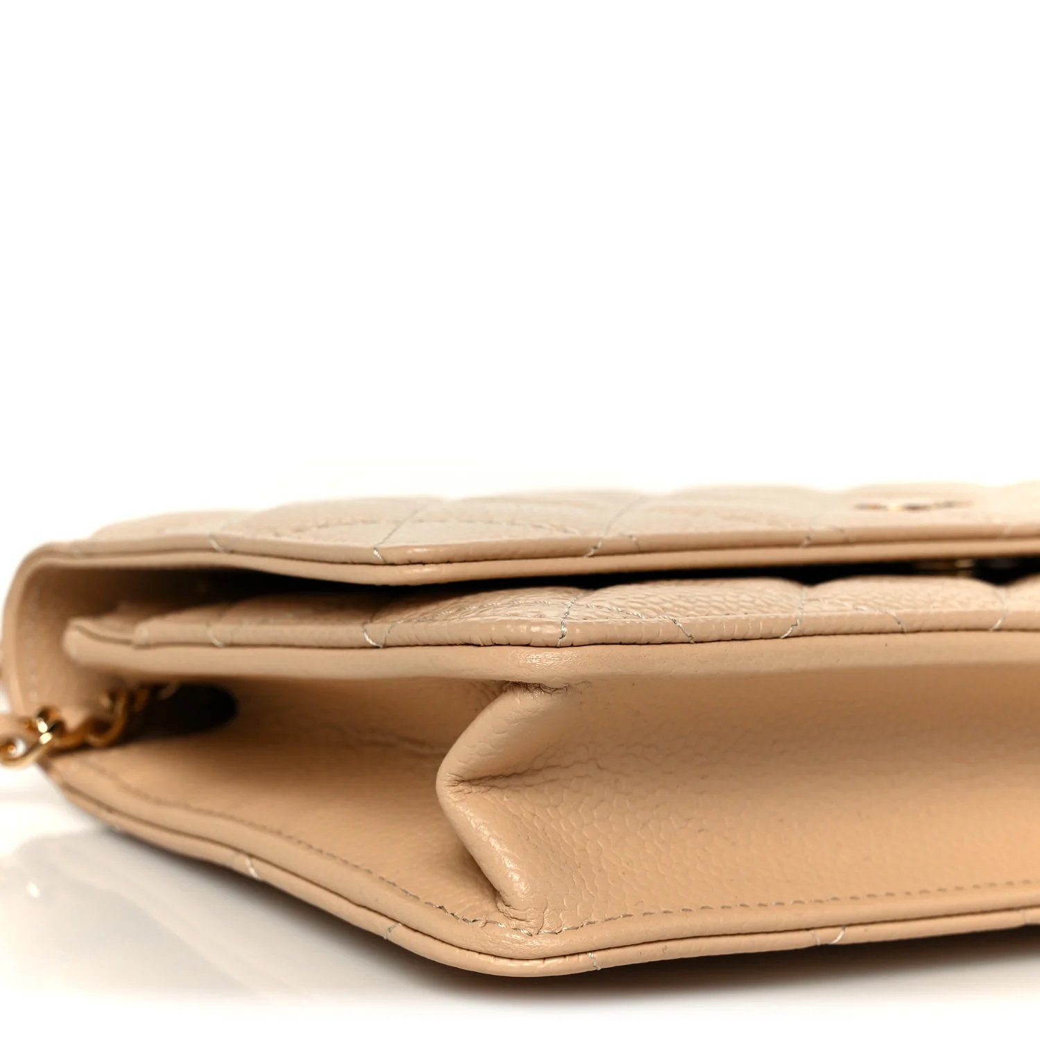 Caviar Quilted Wallet on Chain WOC Beige - Image 11