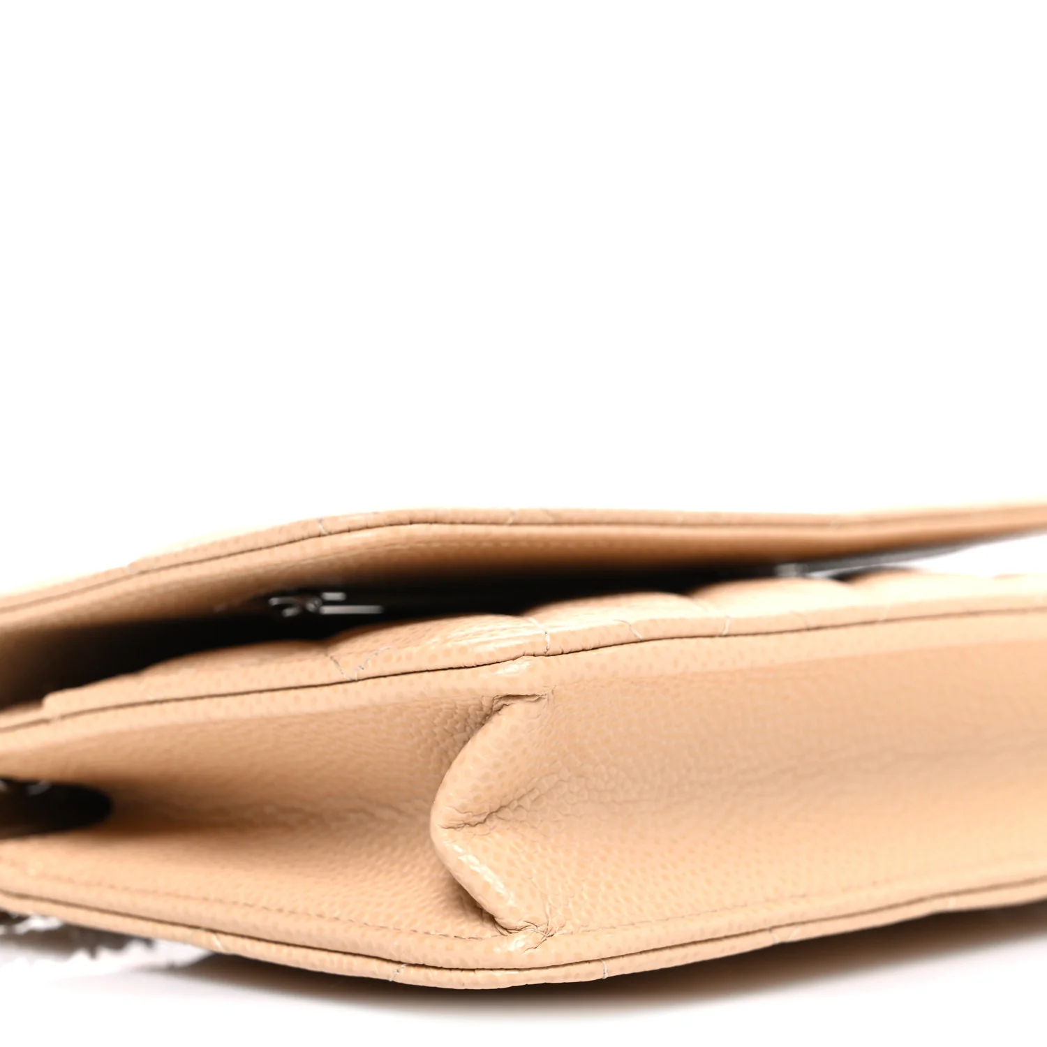 Caviar Quilted Wallet on Chain WOC Beige - Image 10
