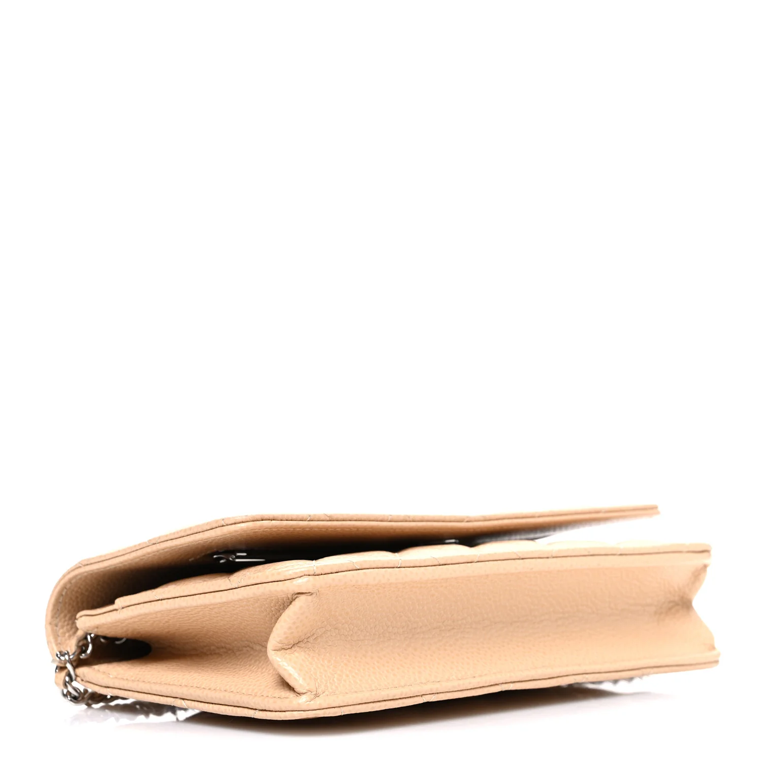 Caviar Quilted Wallet on Chain WOC Beige - Image 4