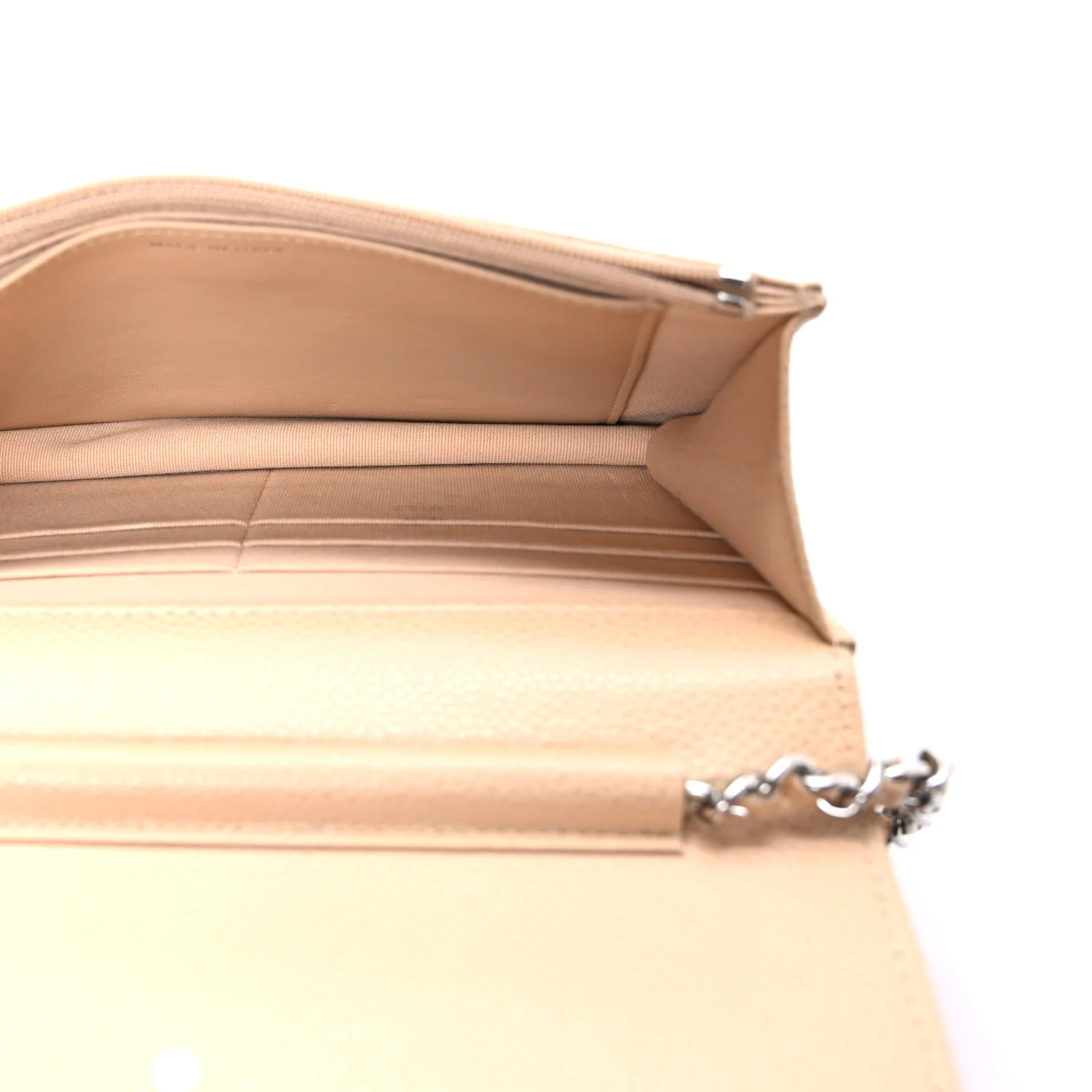 Caviar Quilted Wallet on Chain WOC Beige - Image 5