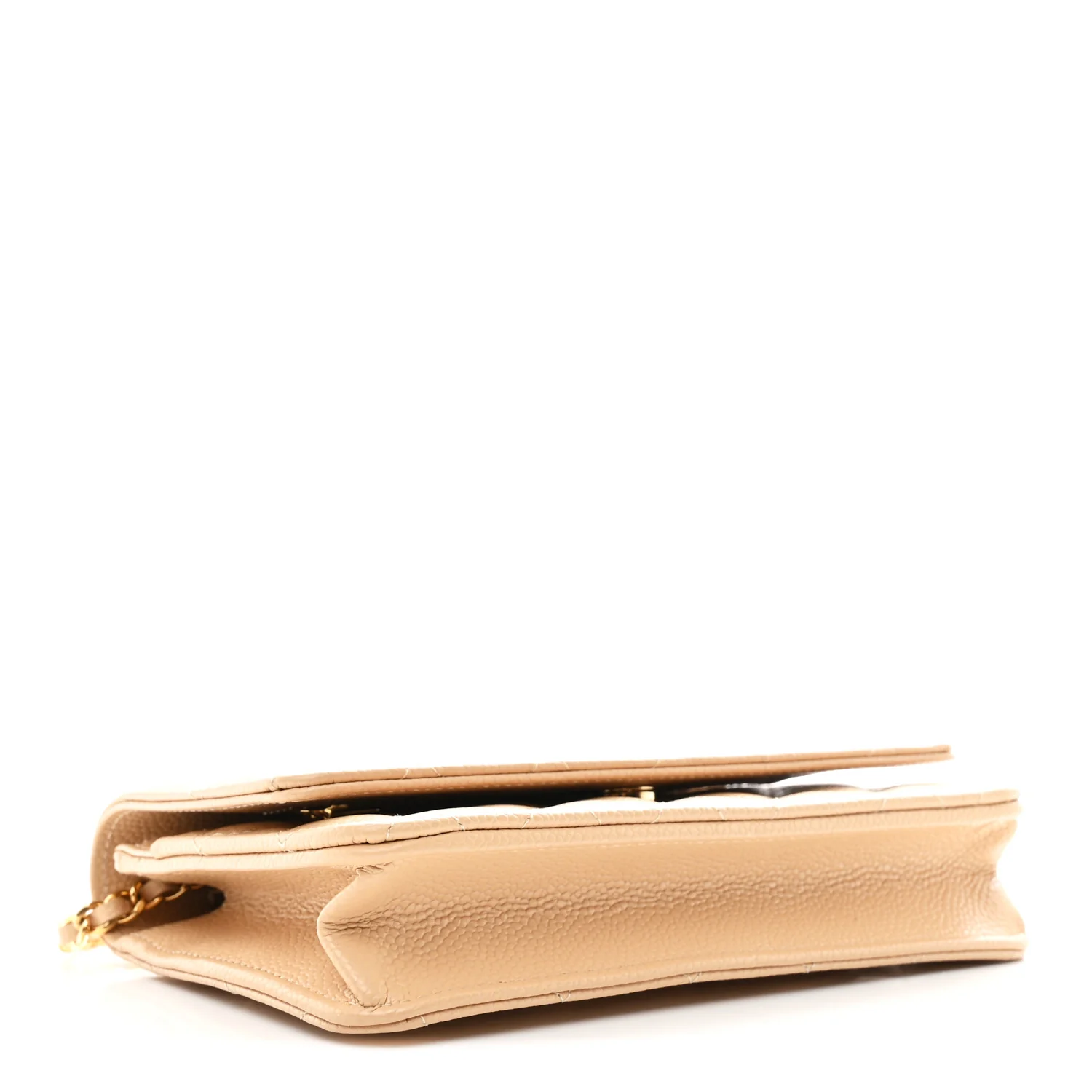 Caviar Quilted Wallet on Chain WOC Beige - Image 6