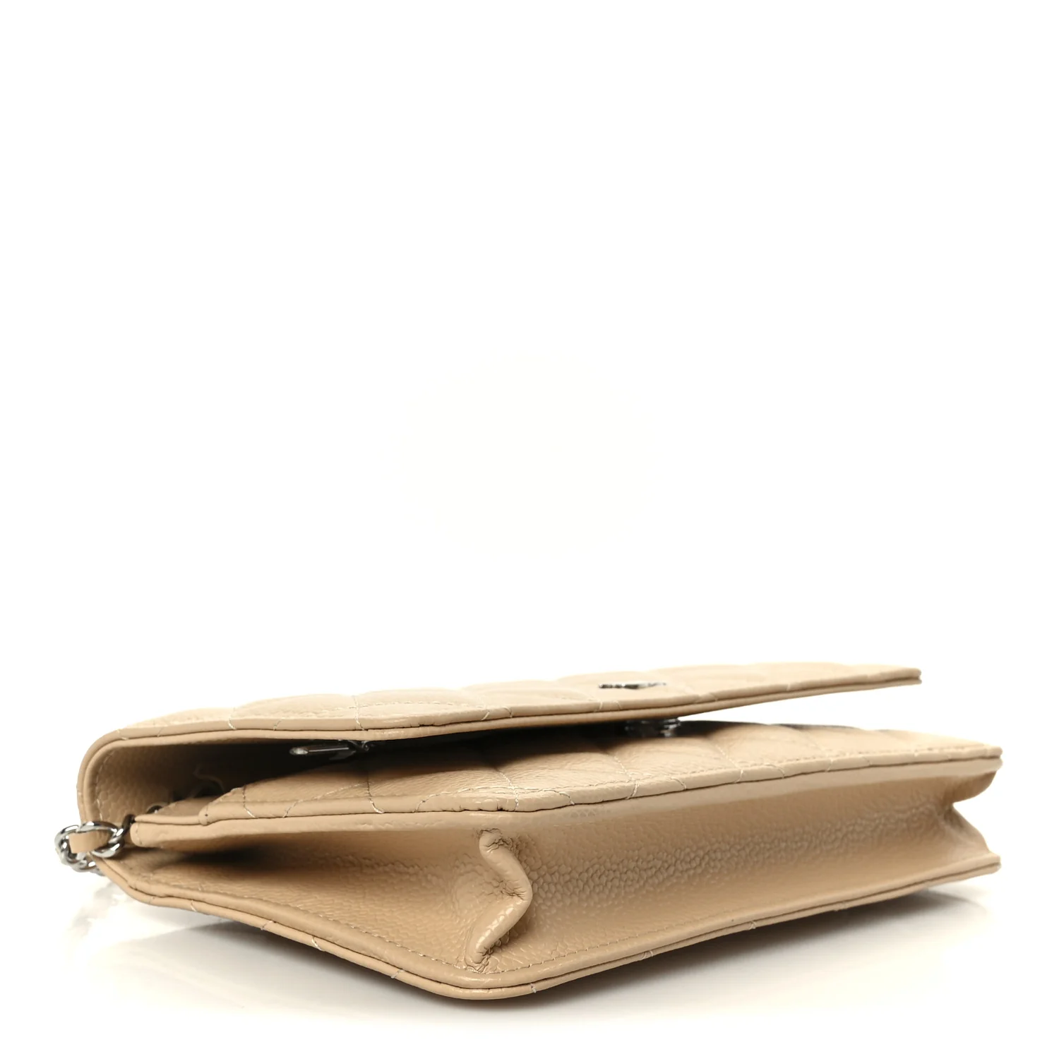 Caviar Quilted Wallet on Chain WOC Beige - Image 4