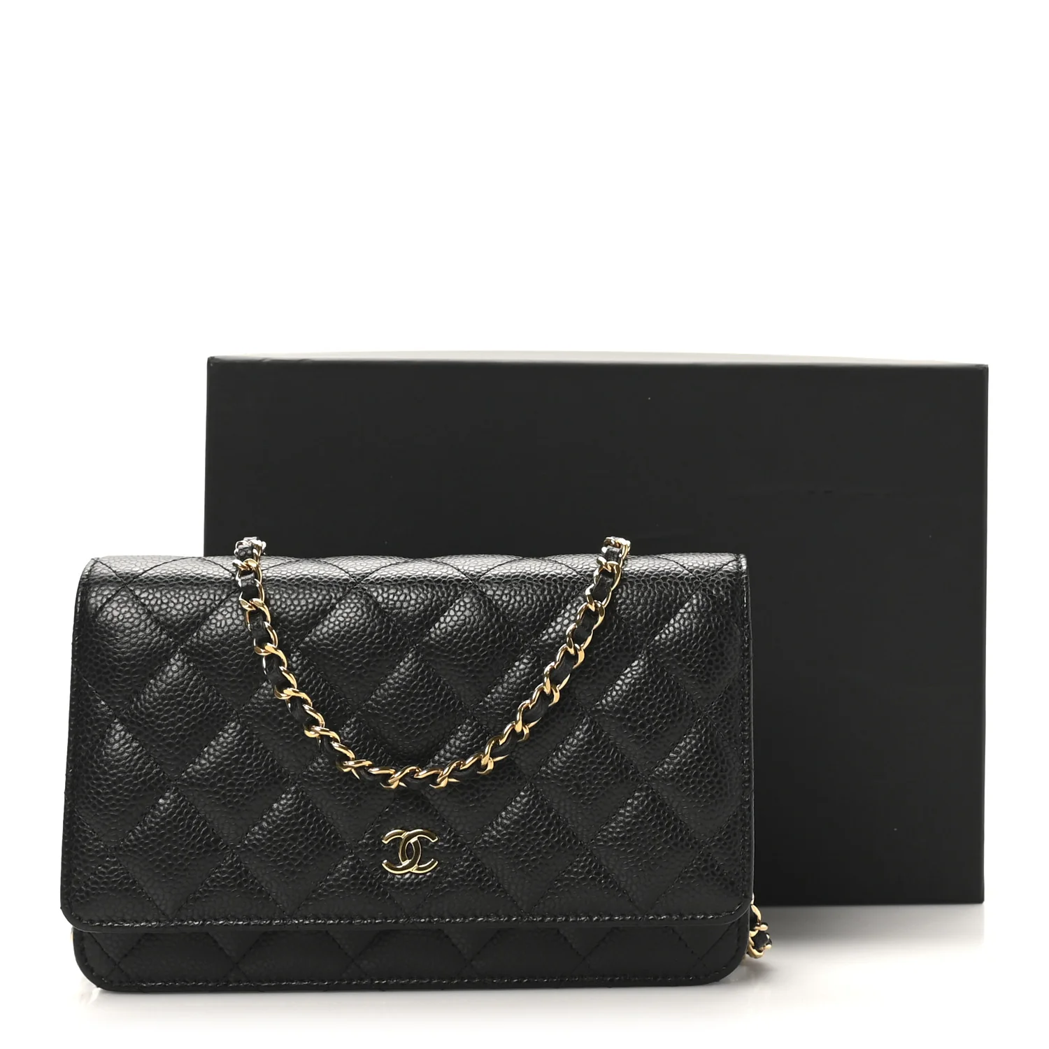 Caviar Quilted Wallet On Chain WOC Black - Image 12