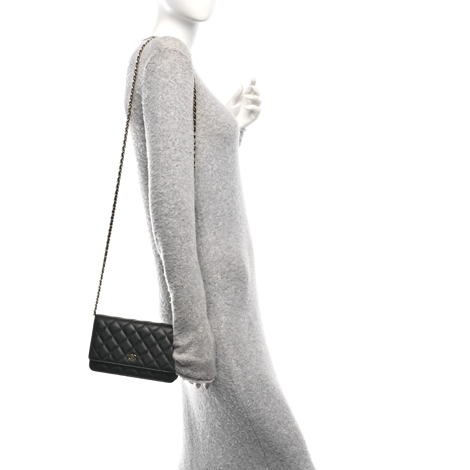 Caviar Quilted Wallet On Chain WOC Black - Image 2