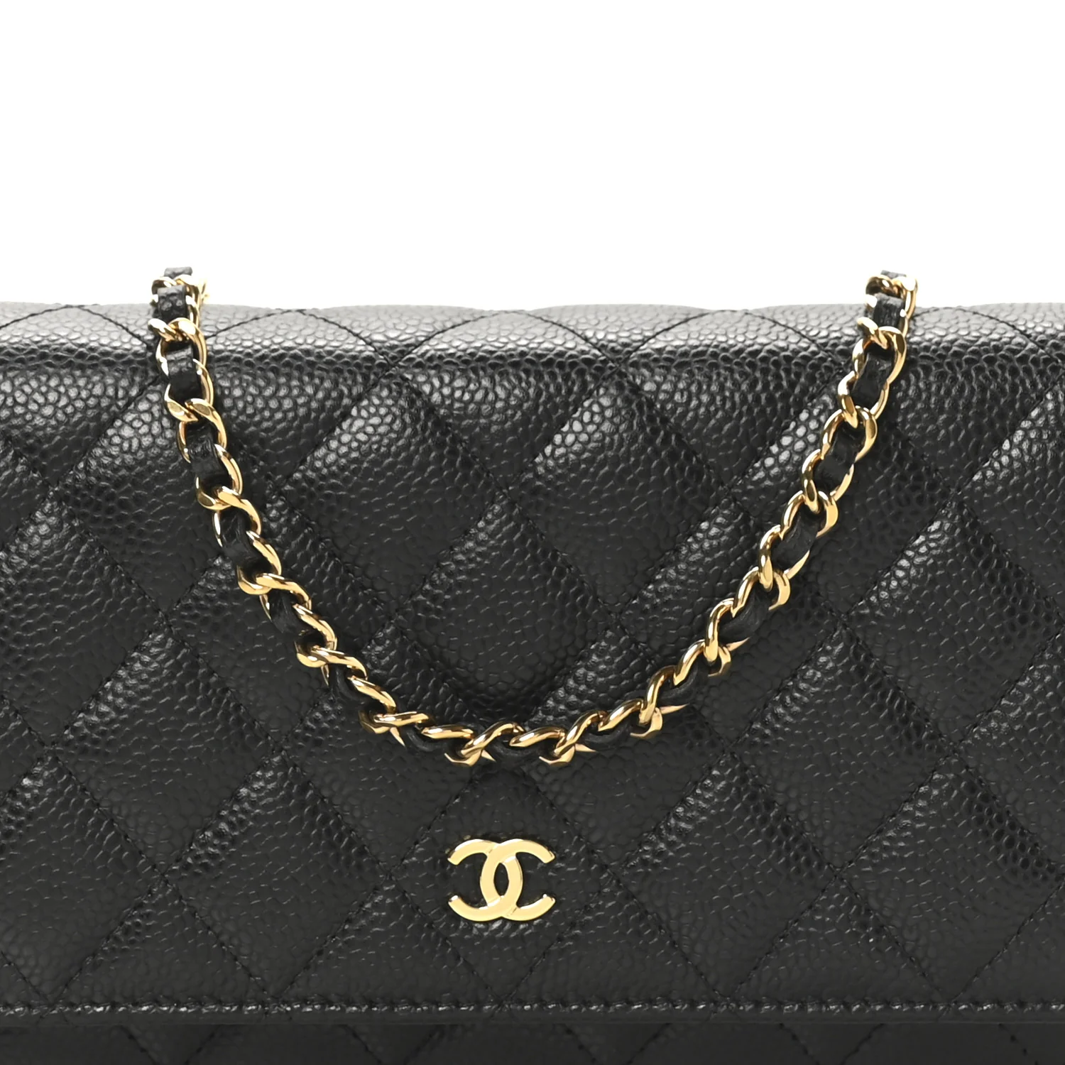 Caviar Quilted Wallet On Chain WOC Black - Image 8