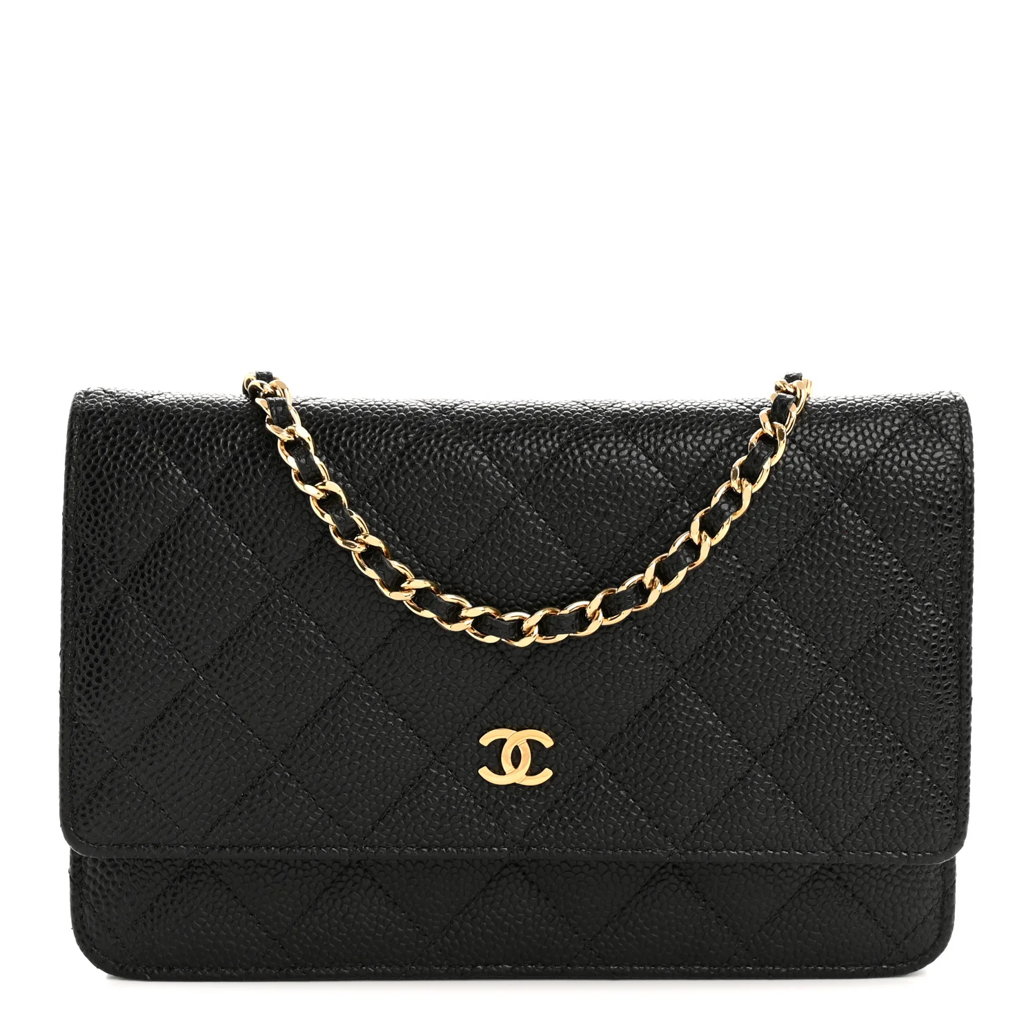 Caviar Quilted Wallet On Chain WOC Black