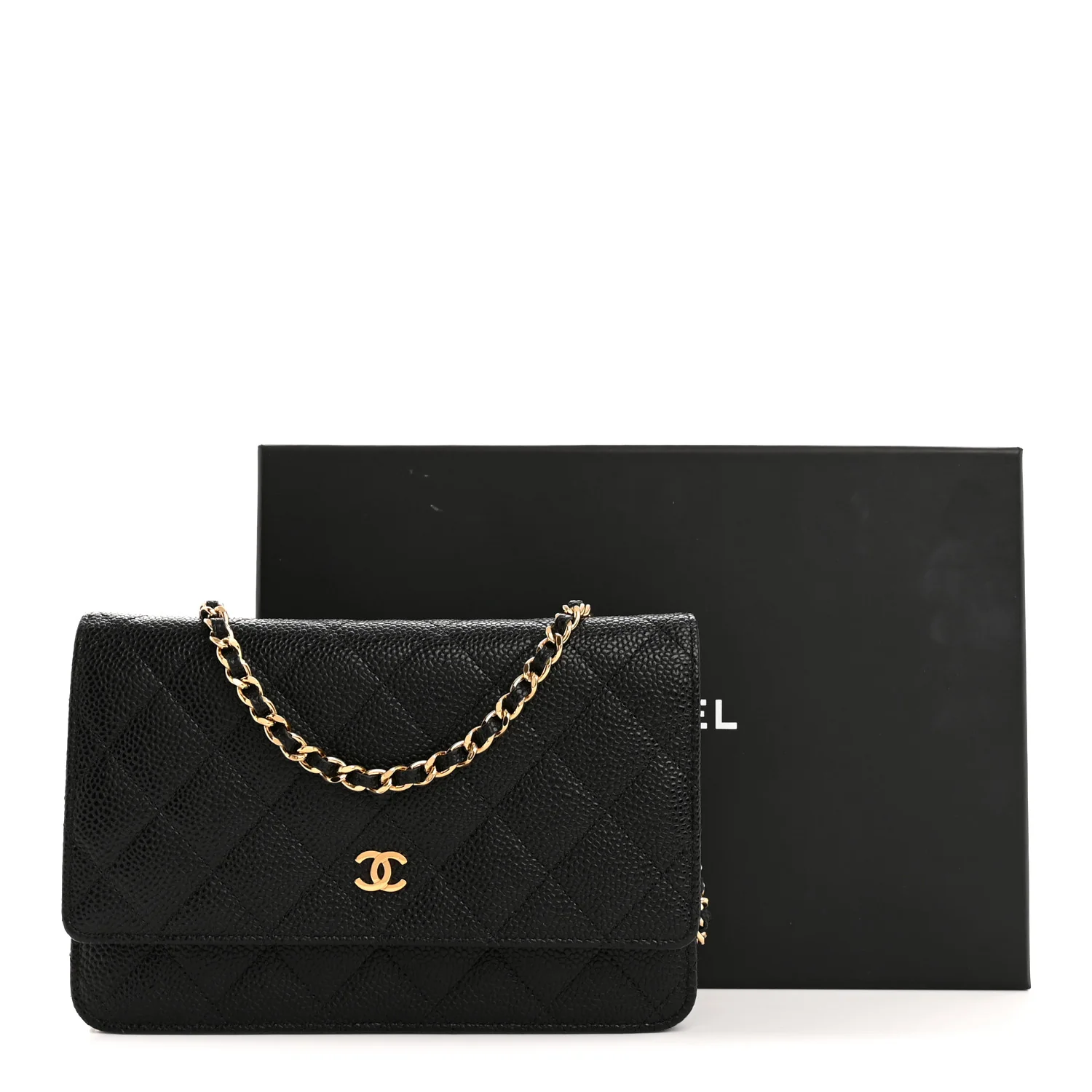 Caviar Quilted Wallet On Chain WOC Black - Image 13