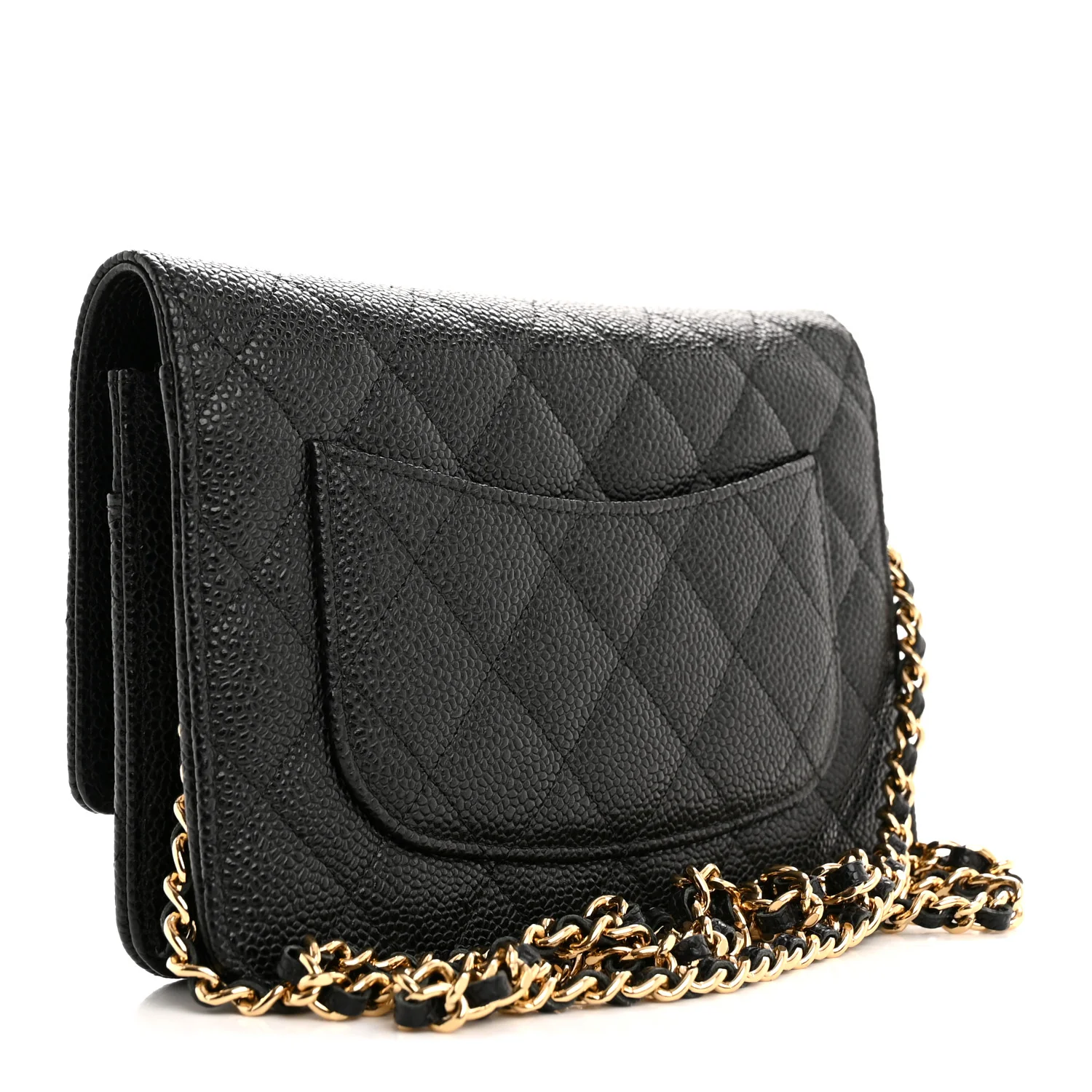 Caviar Quilted Wallet On Chain WOC Black - Image 3