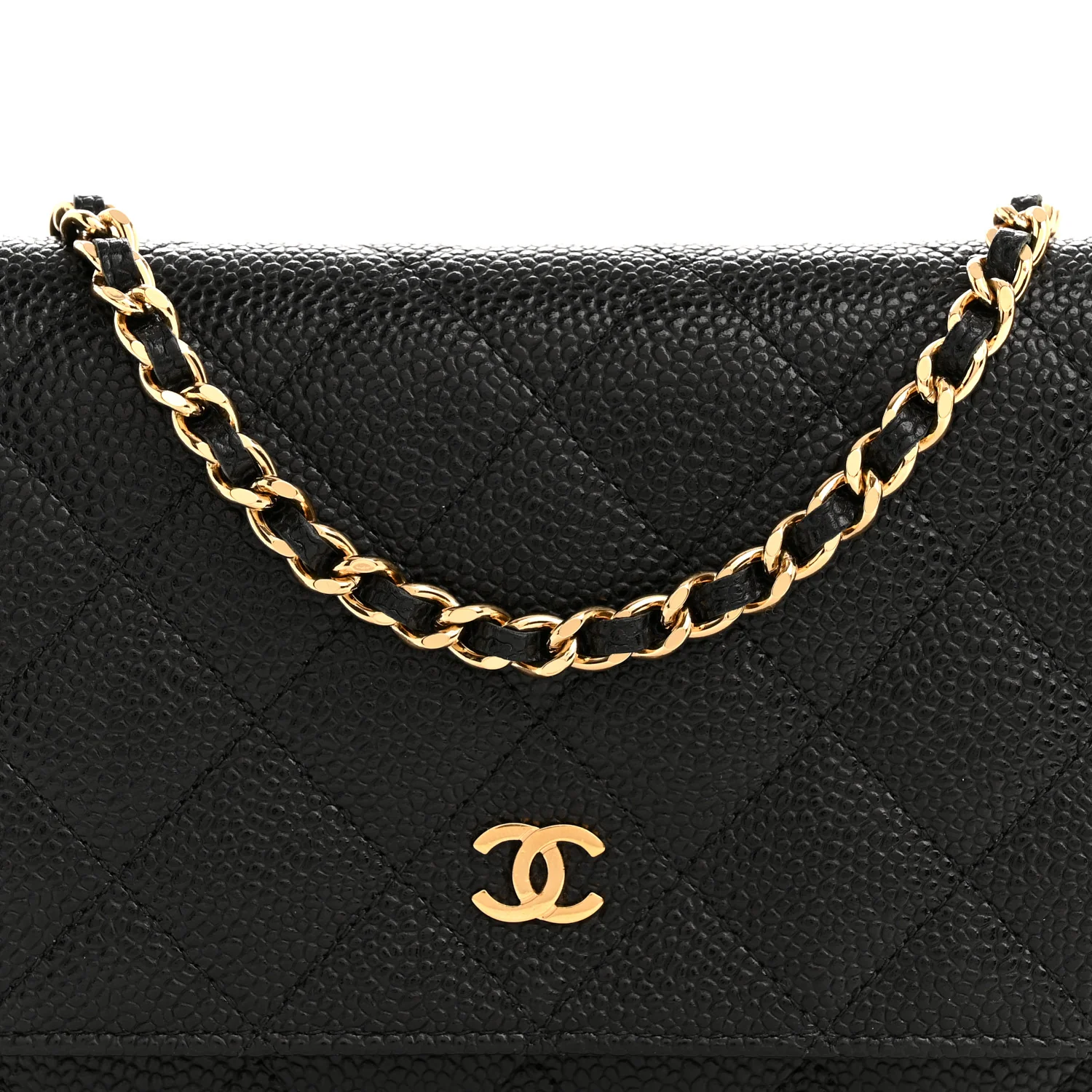Caviar Quilted Wallet On Chain WOC Black - Image 8