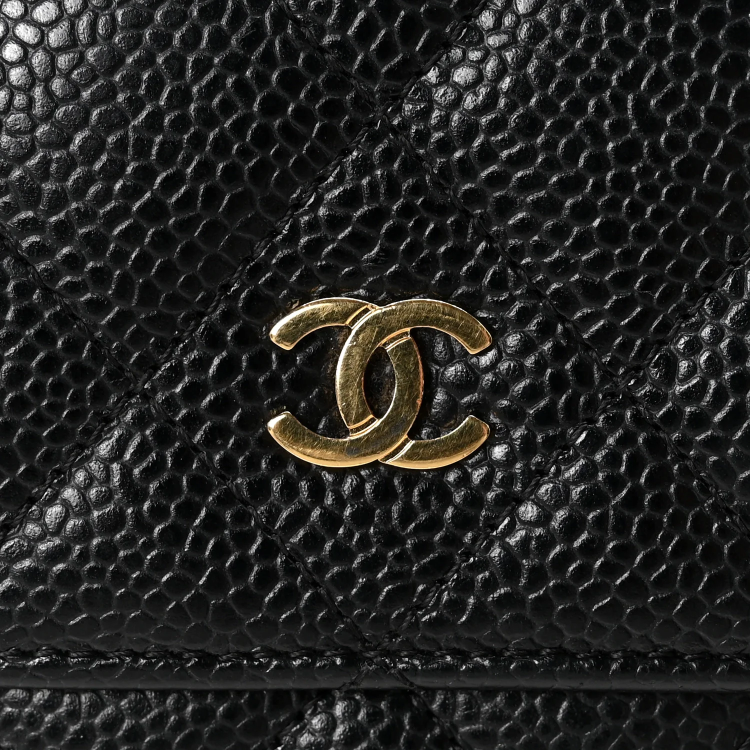 Caviar Quilted Wallet On Chain WOC Black - Image 12