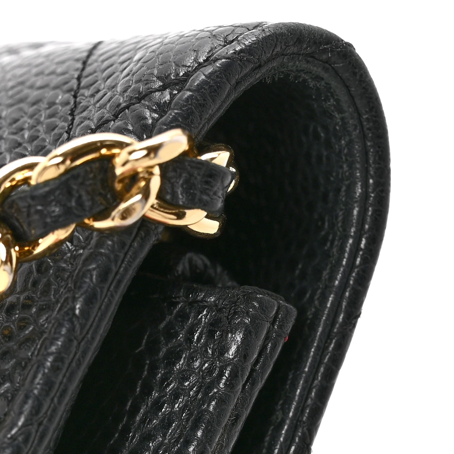 Caviar Quilted Wallet On Chain WOC Black - Image 13