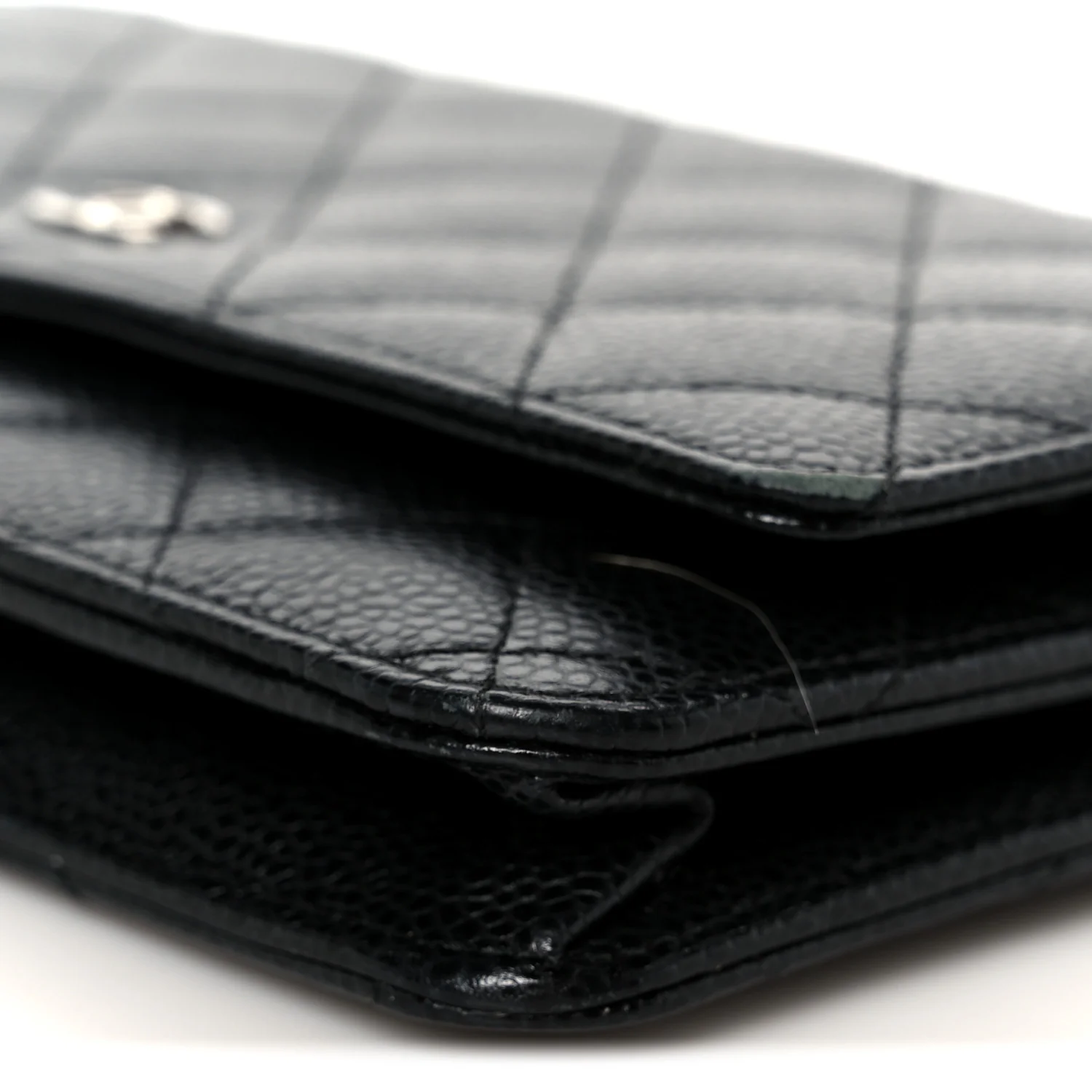 Caviar Quilted Wallet on Chain WOC Black - Image 11