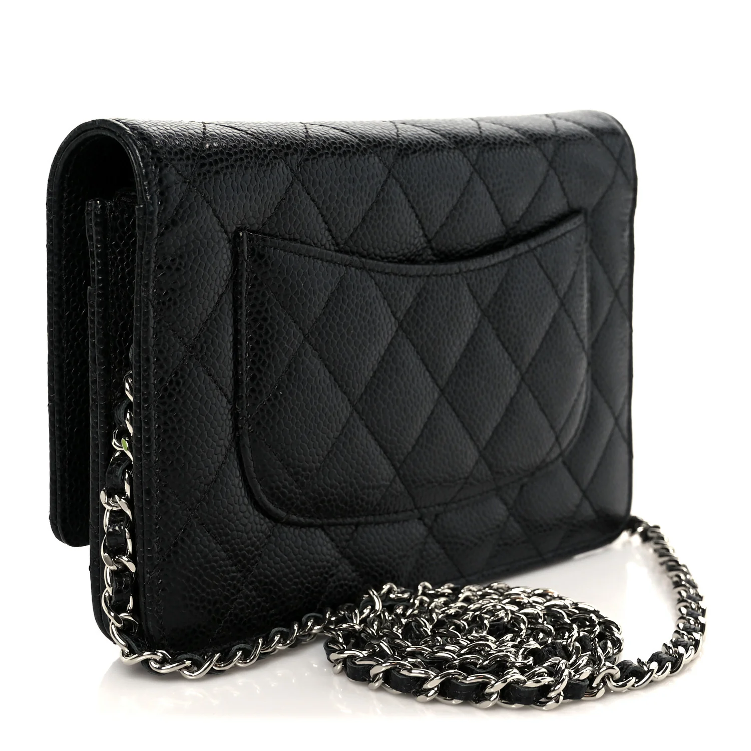 Caviar Quilted Wallet on Chain WOC Black - Image 3