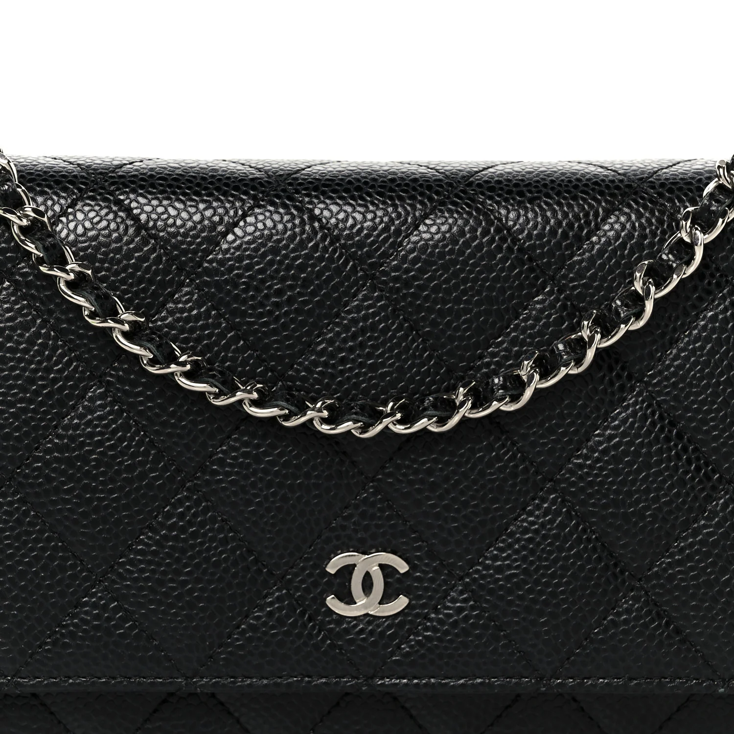 Caviar Quilted Wallet on Chain WOC Black - Image 9