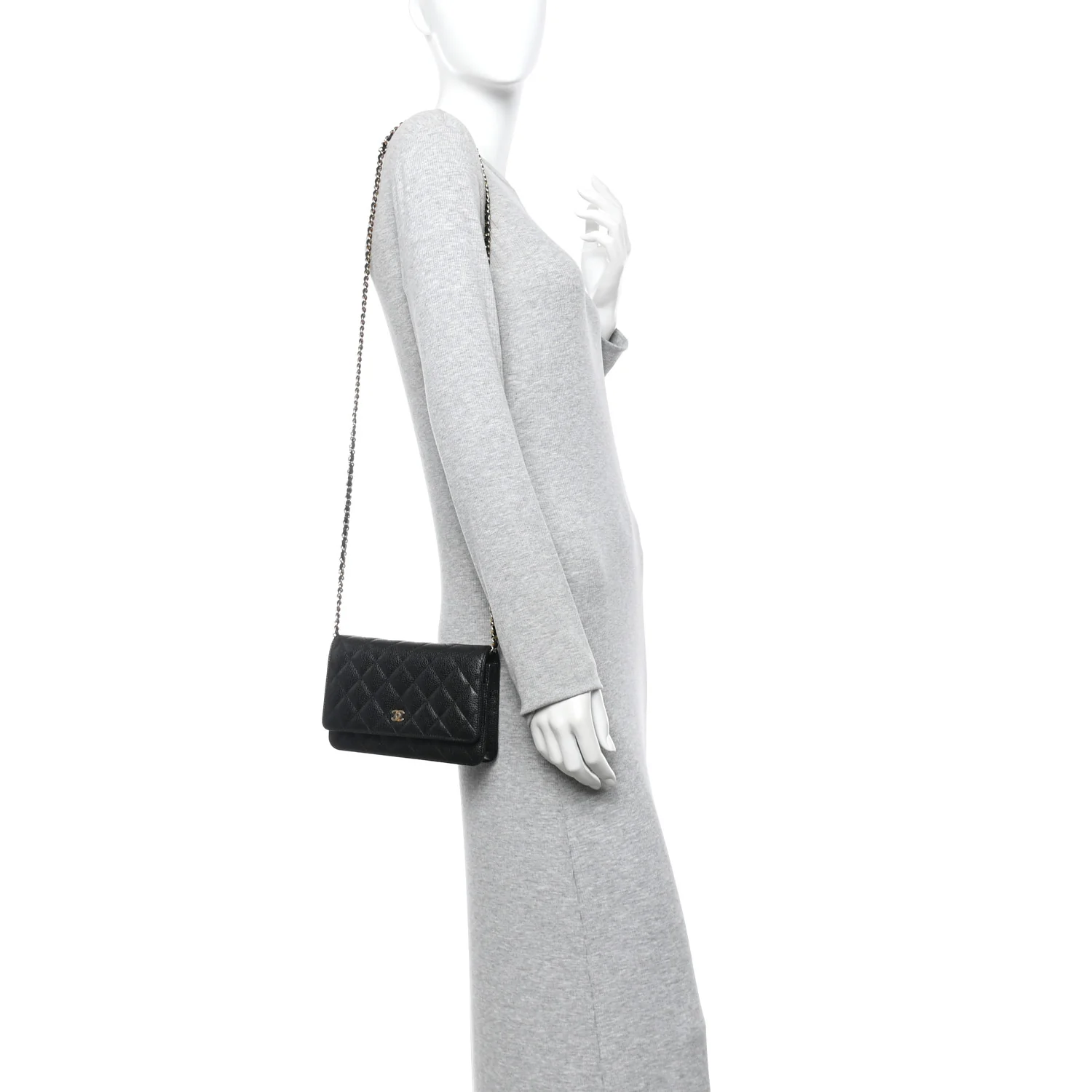 Caviar Quilted Wallet On Chain WOC Black - Image 2