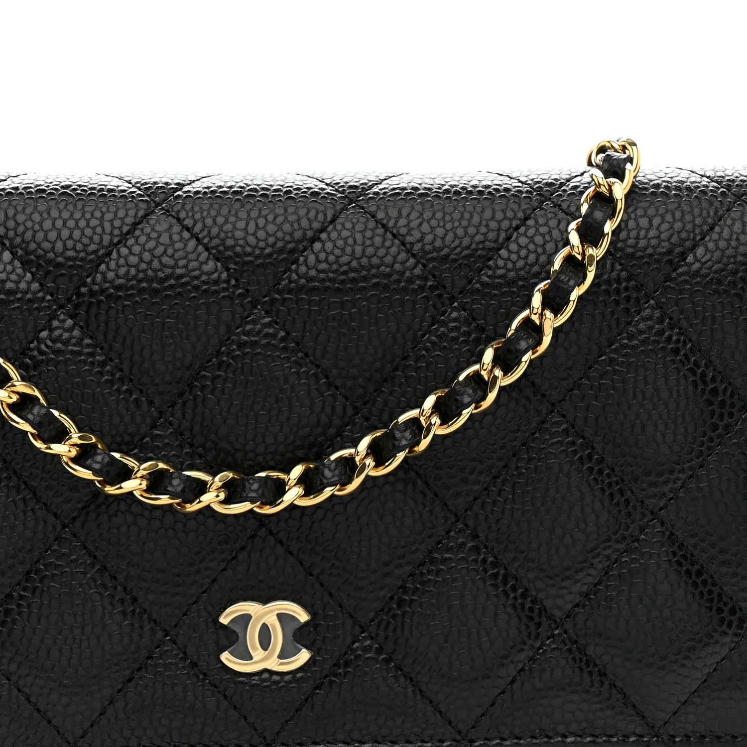 Caviar Quilted Wallet On Chain WOC Black - Image 9