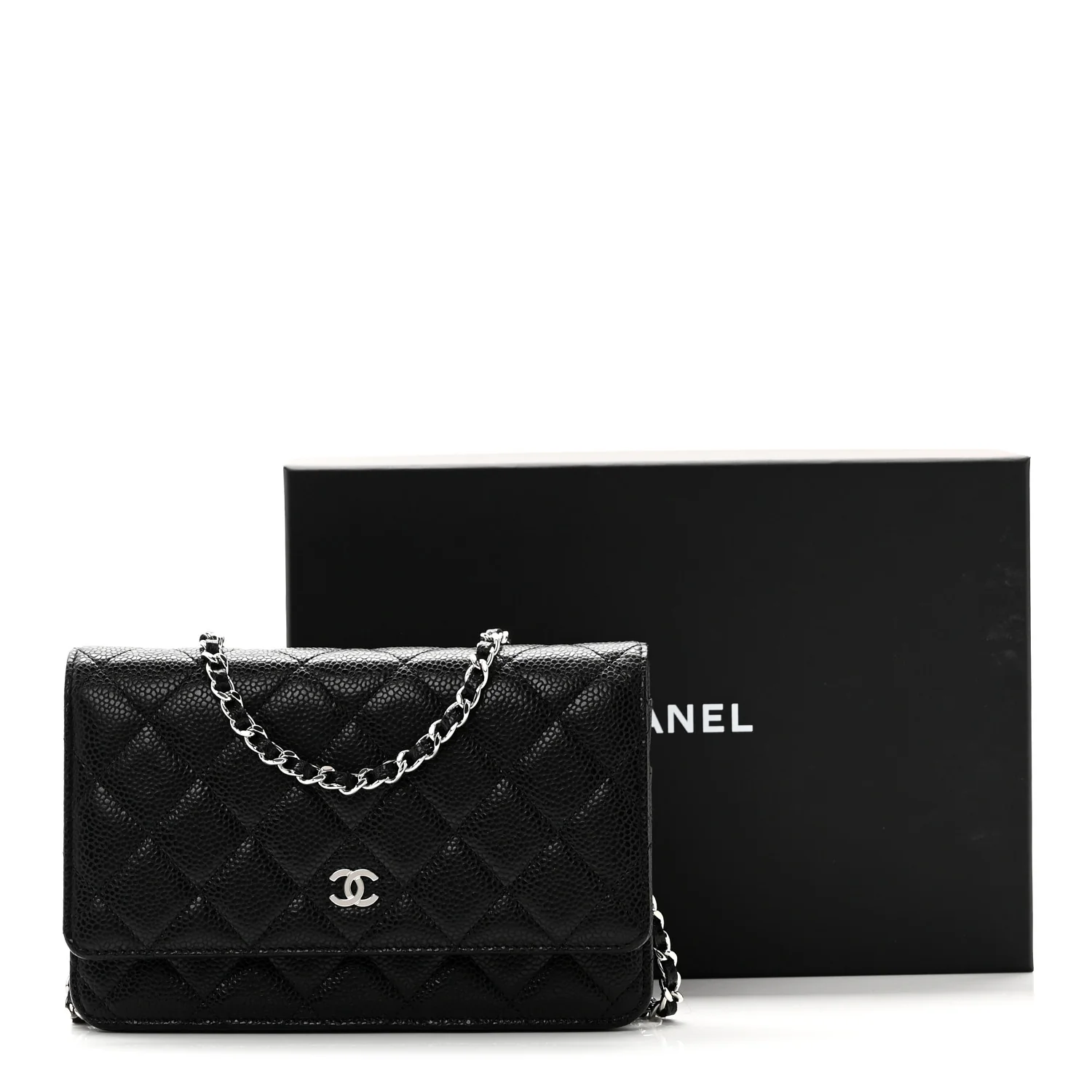 Caviar Quilted Wallet On Chain WOC Black - Image 12