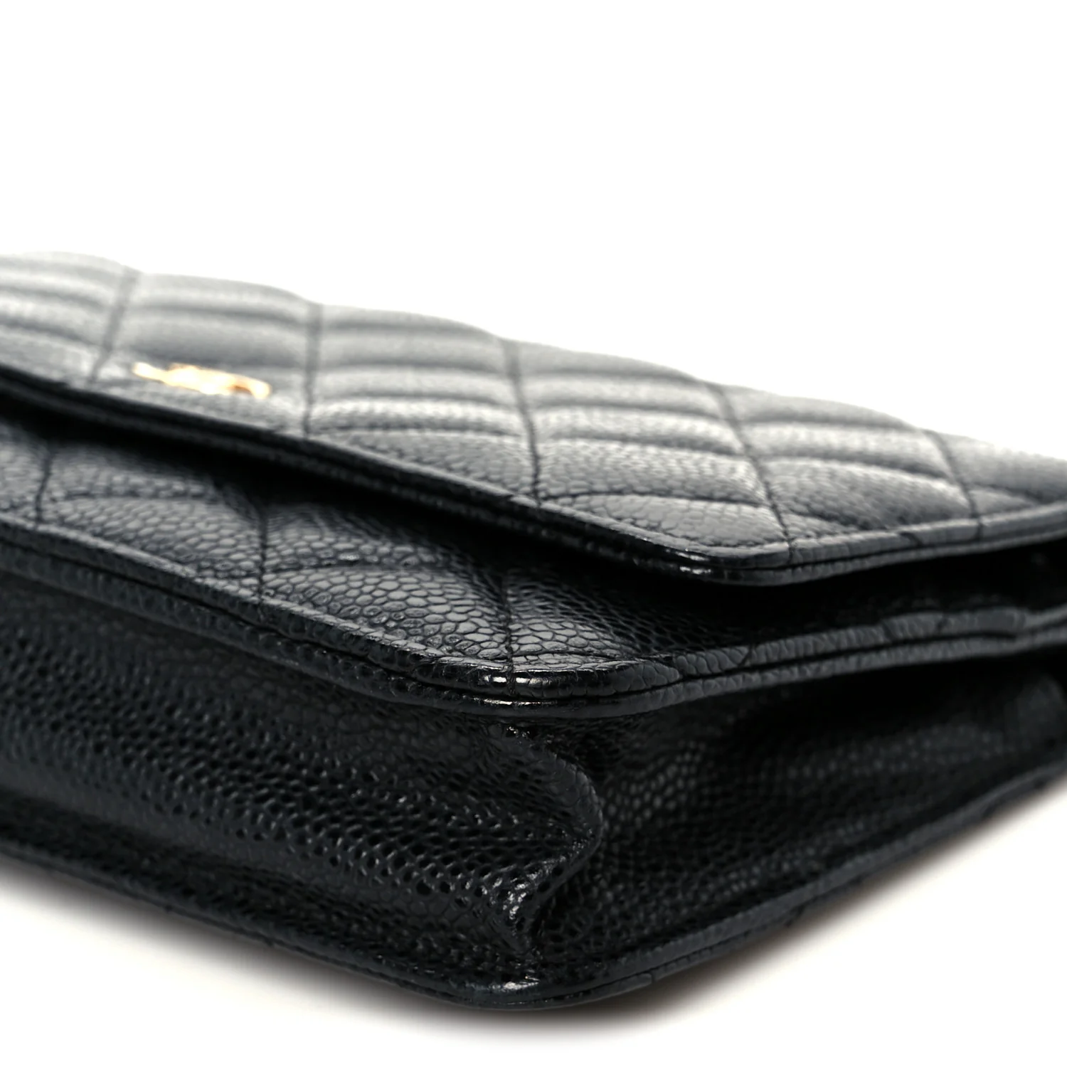 Caviar Quilted Wallet on Chain WOC Black - Image 11