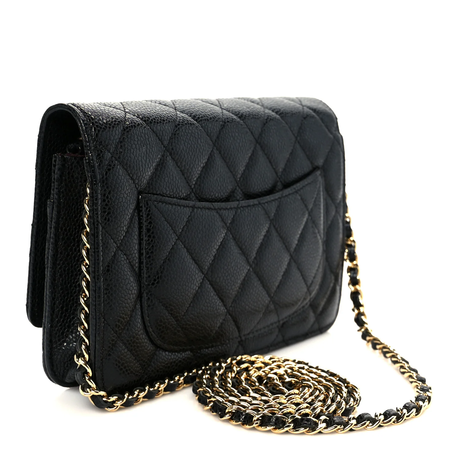 Caviar Quilted Wallet on Chain WOC Black - Image 3