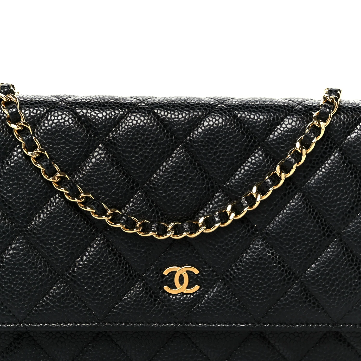 Caviar Quilted Wallet on Chain WOC Black - Image 9