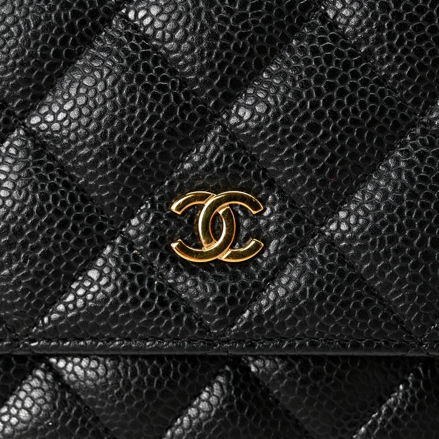 Caviar Quilted Wallet on Chain WOC Black - Image 12