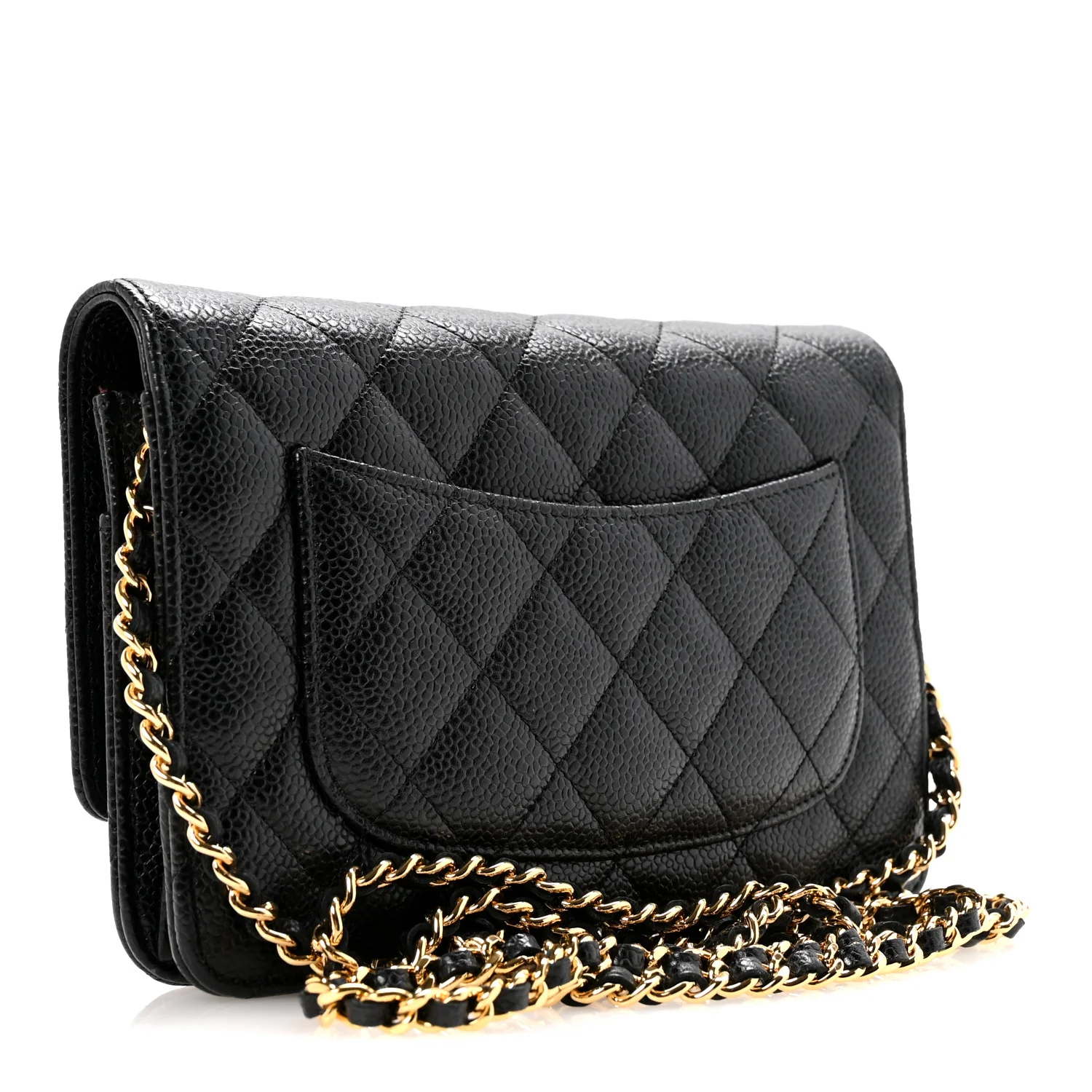 Caviar Quilted Wallet on Chain WOC Black - Image 3