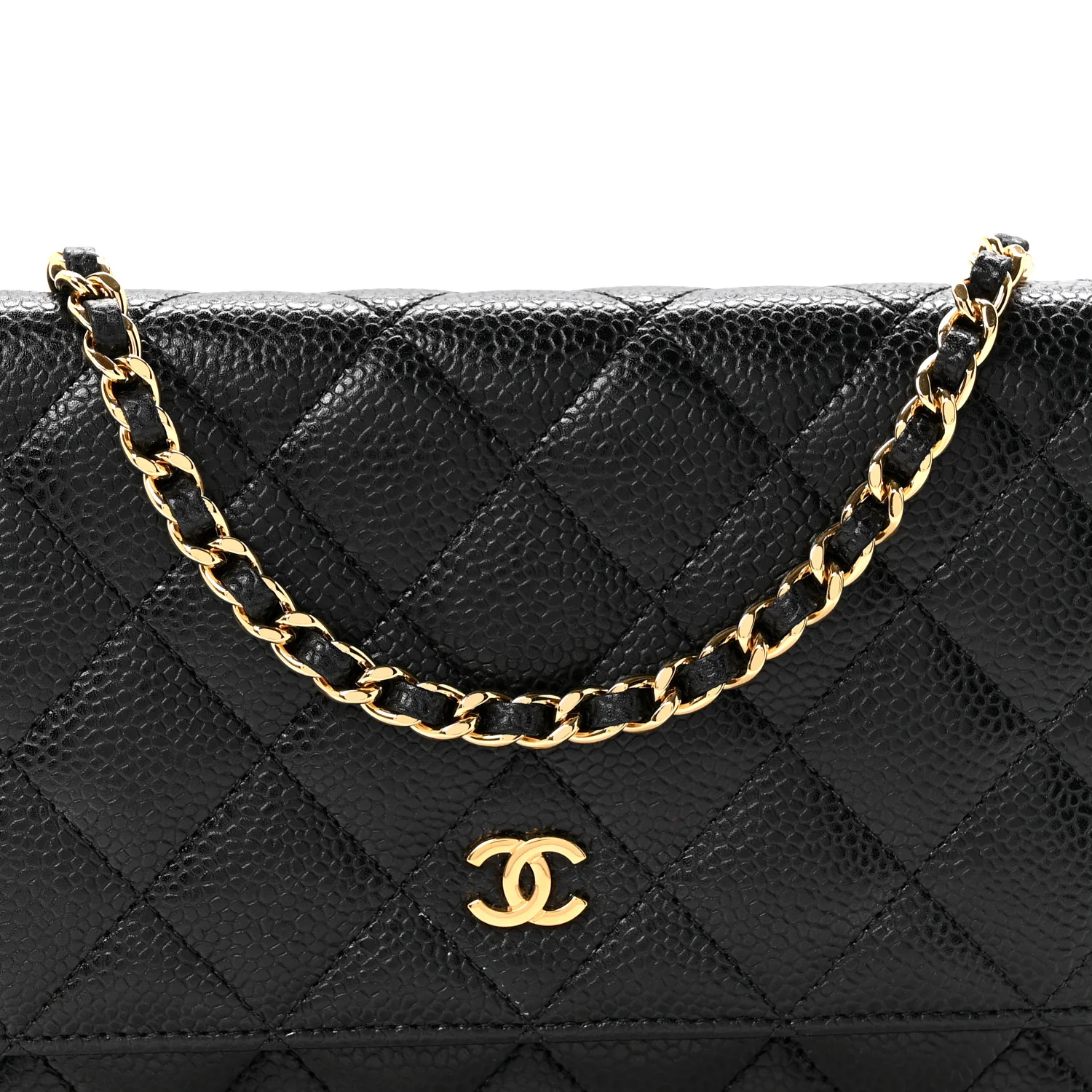 Caviar Quilted Wallet on Chain WOC Black - Image 9