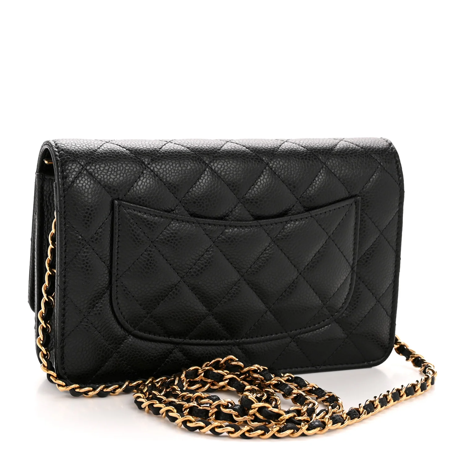 Caviar Quilted Wallet On Chain WOC Black - Image 3