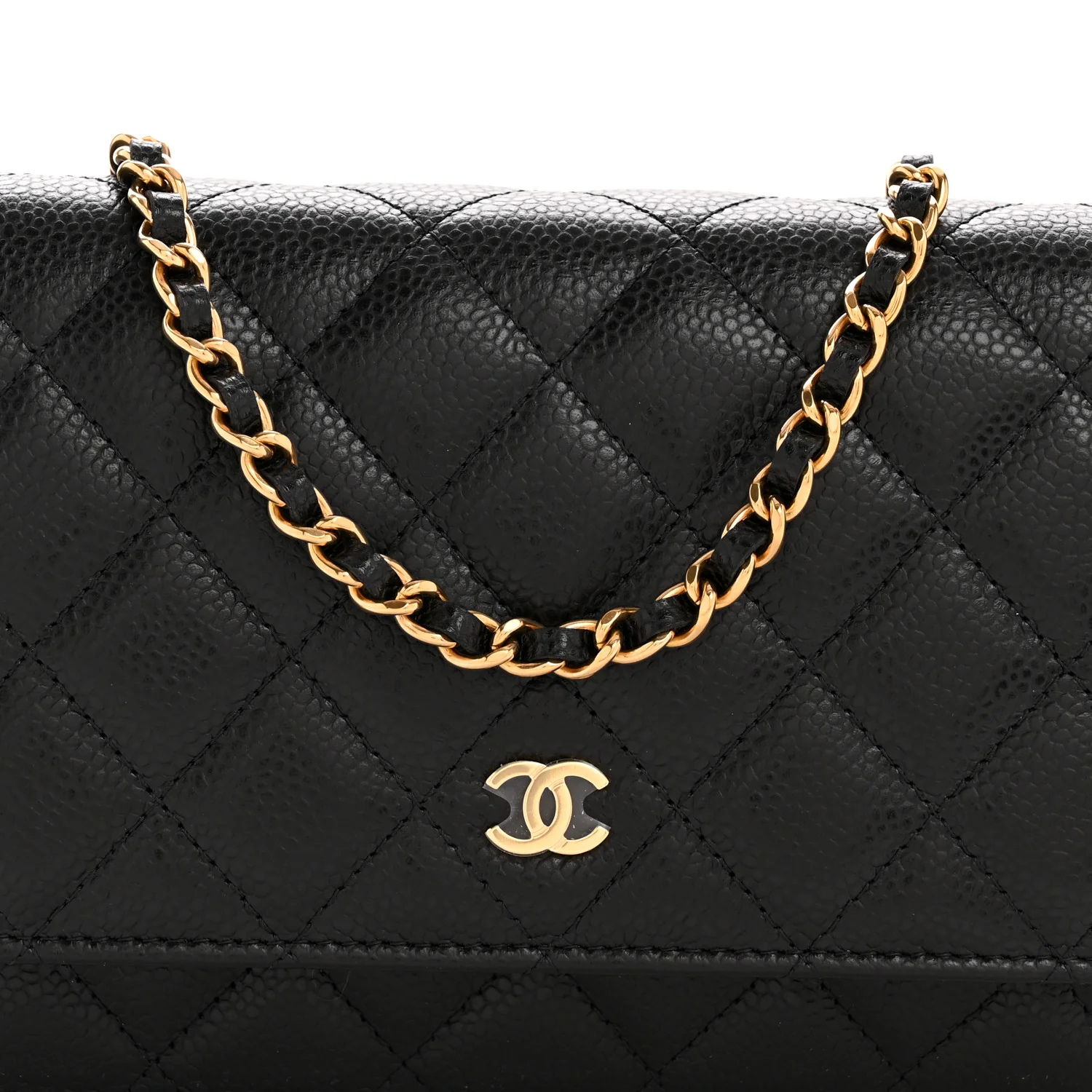 Caviar Quilted Wallet On Chain WOC Black - Image 9