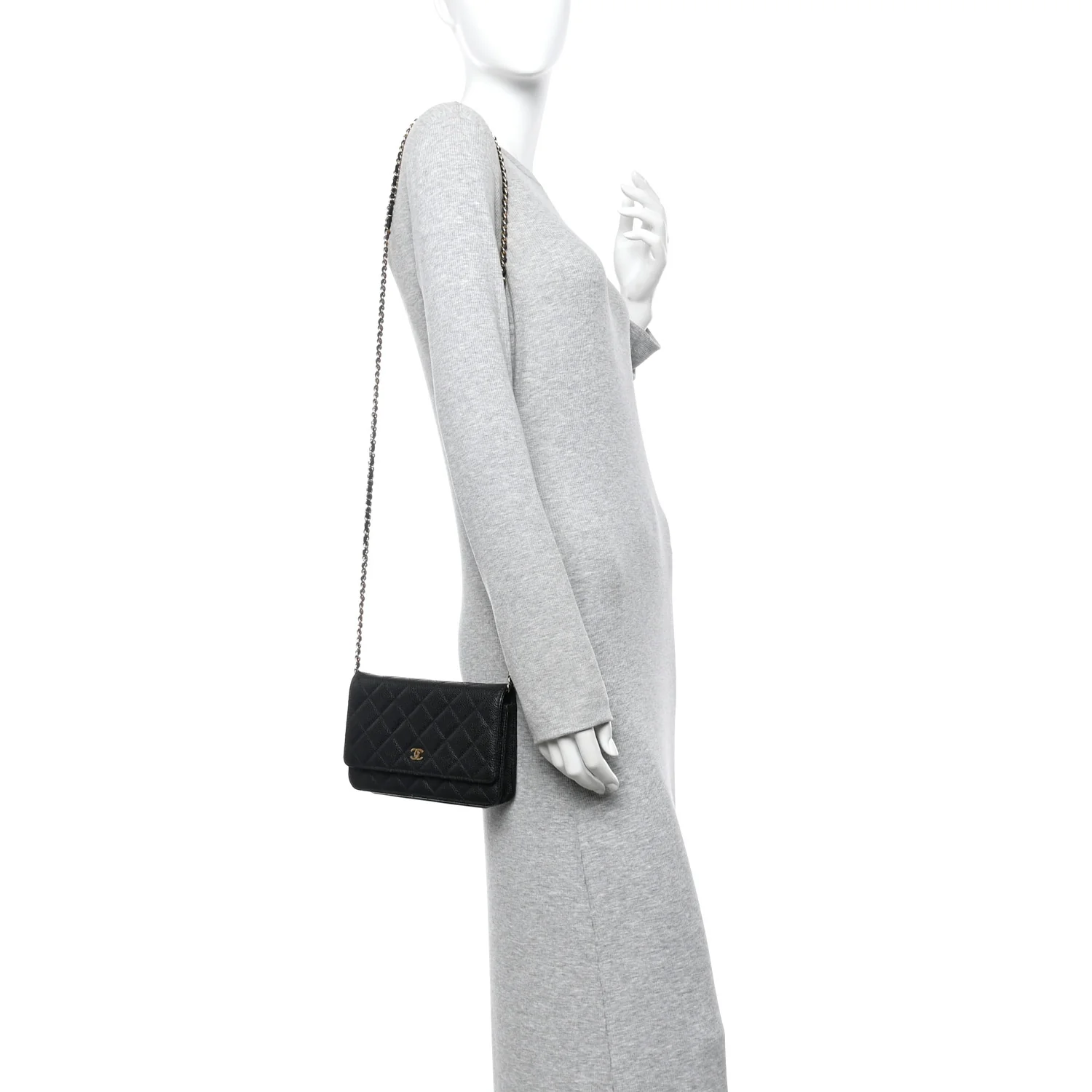 Caviar Quilted Wallet On Chain WOC Black - Image 2
