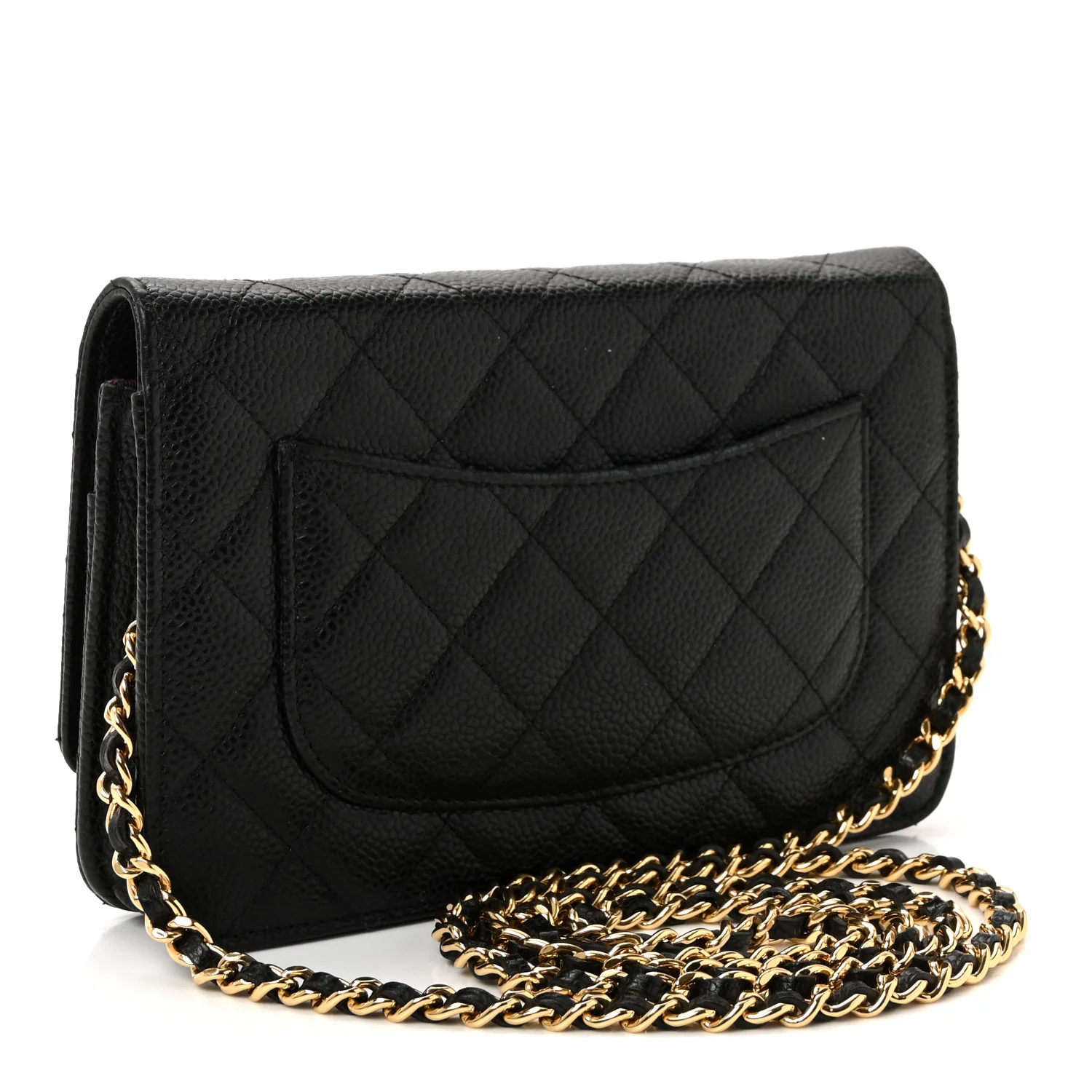 Caviar Quilted Wallet On Chain WOC Black - Image 3