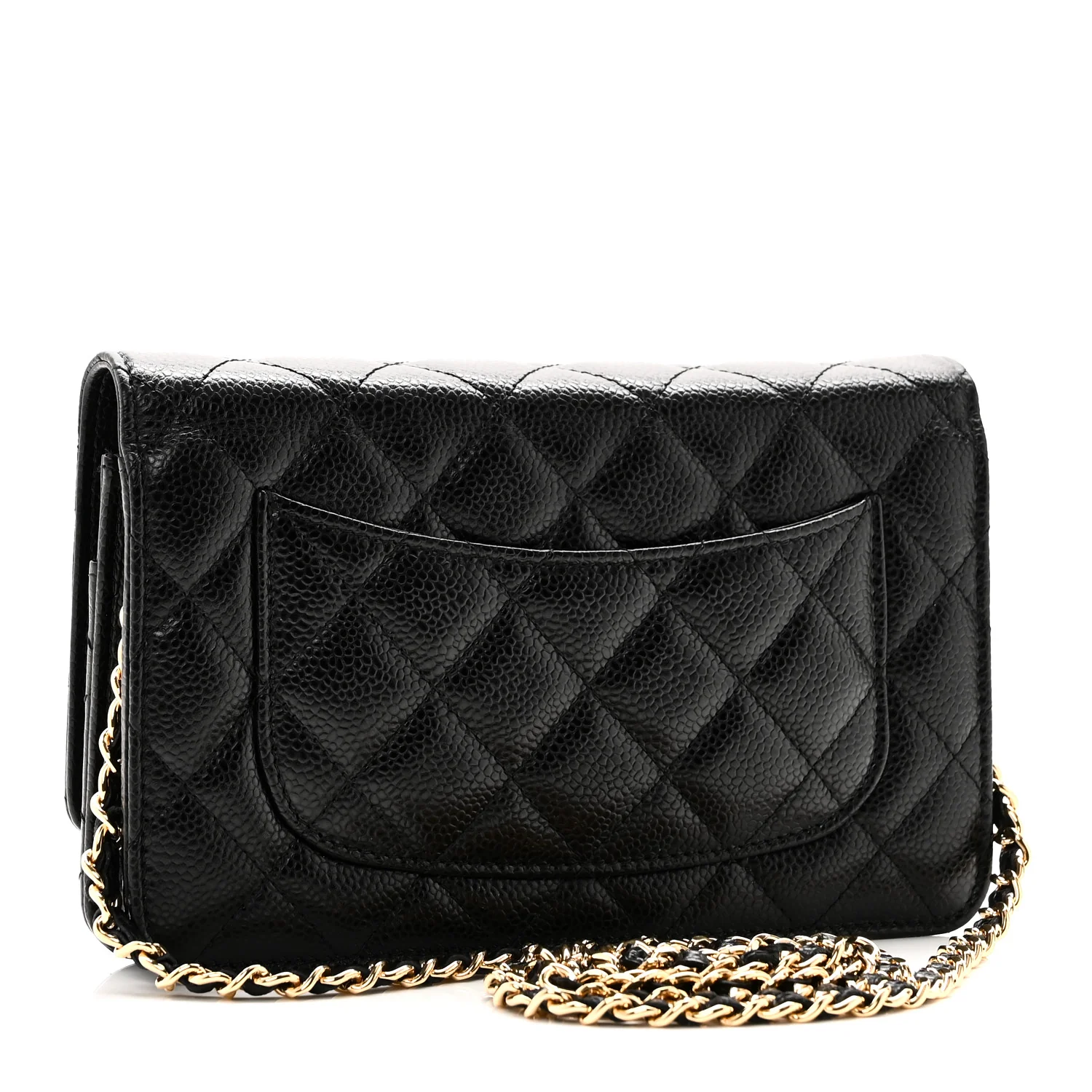 Caviar Quilted Wallet On Chain WOC Black - Image 3