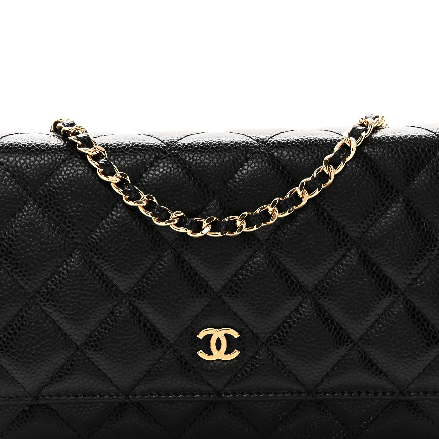 Caviar Quilted Wallet On Chain WOC Black - Image 9