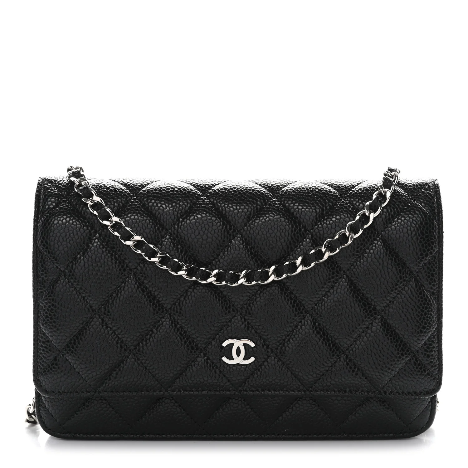 Caviar Quilted Wallet on Chain WOC Black