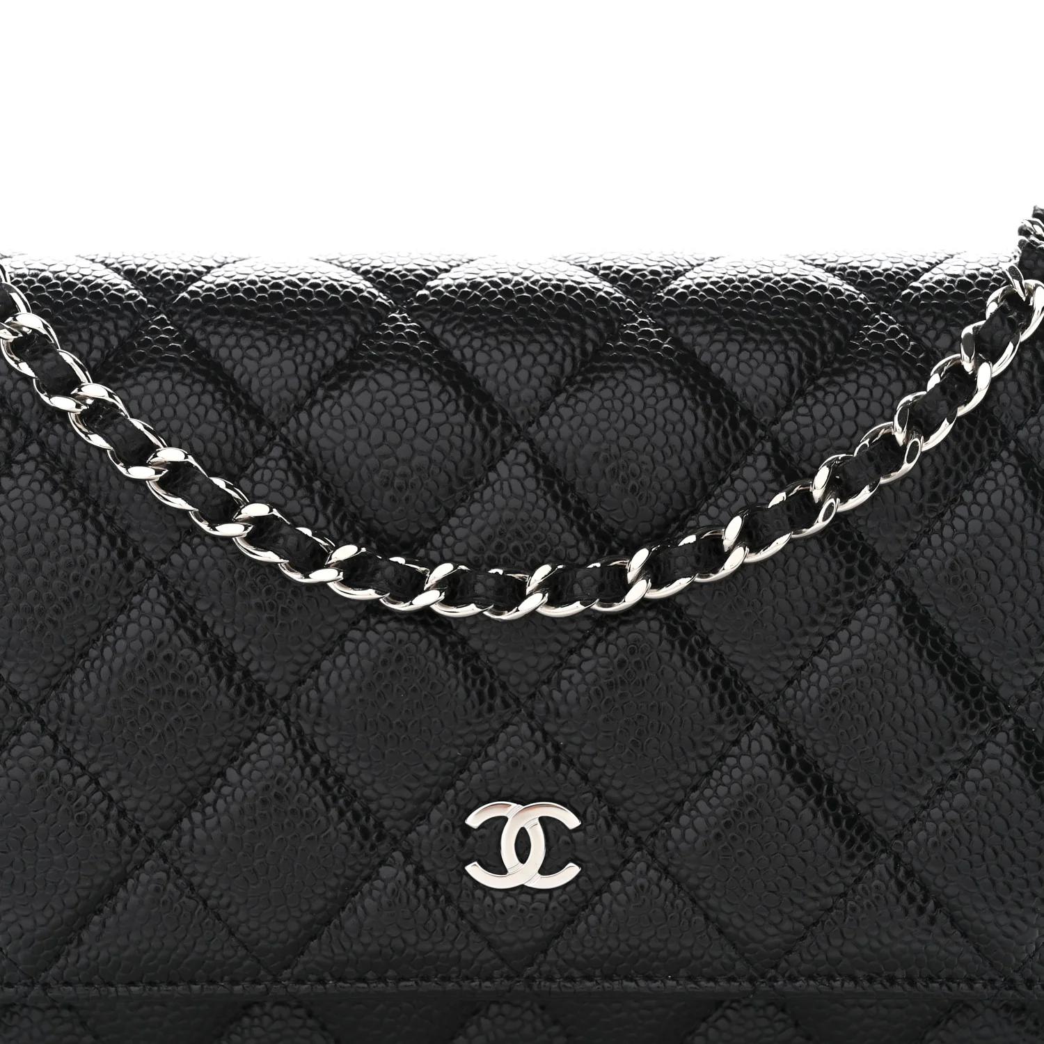 Caviar Quilted Wallet on Chain WOC Black - Image 11