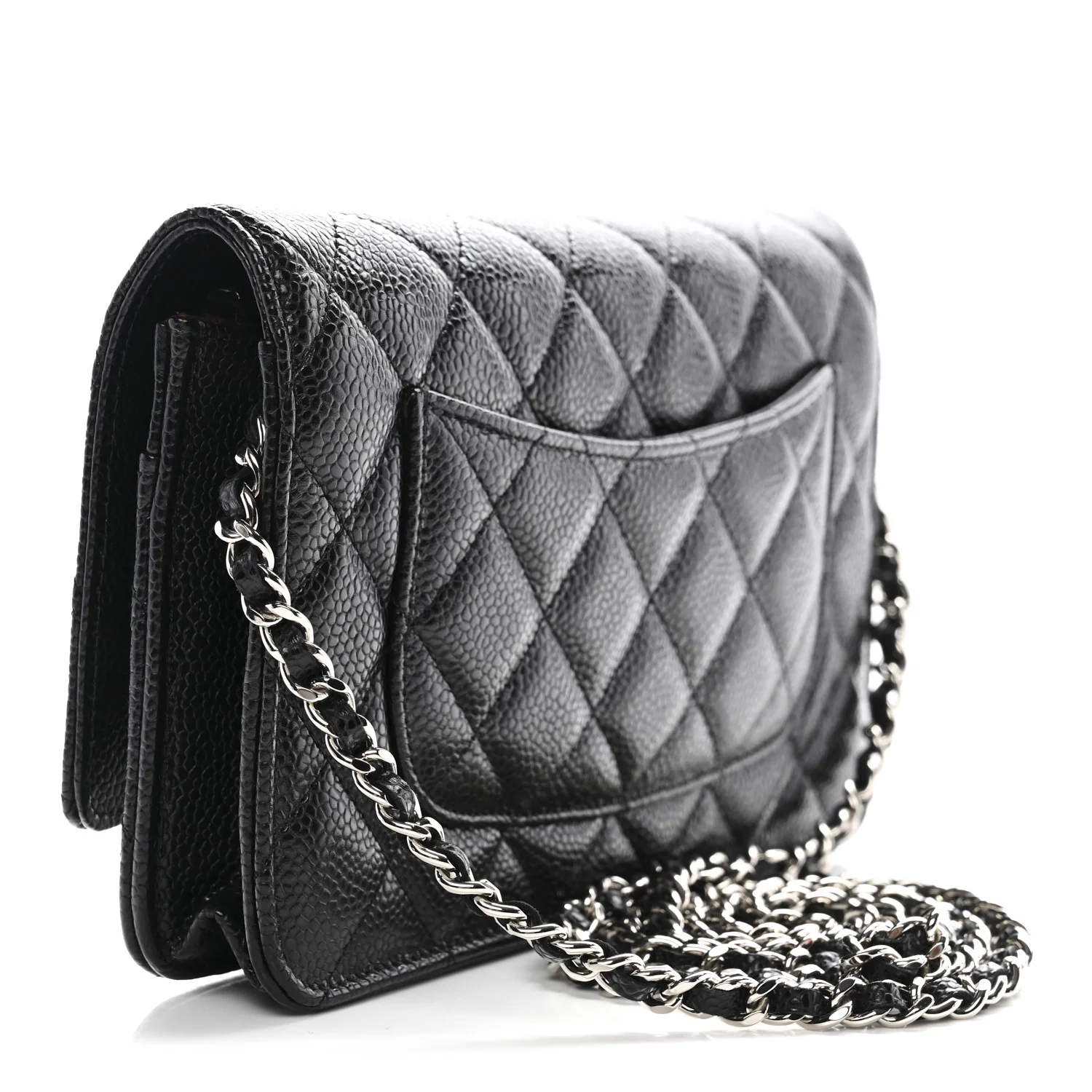 Caviar Quilted Wallet on Chain WOC Black - Image 5