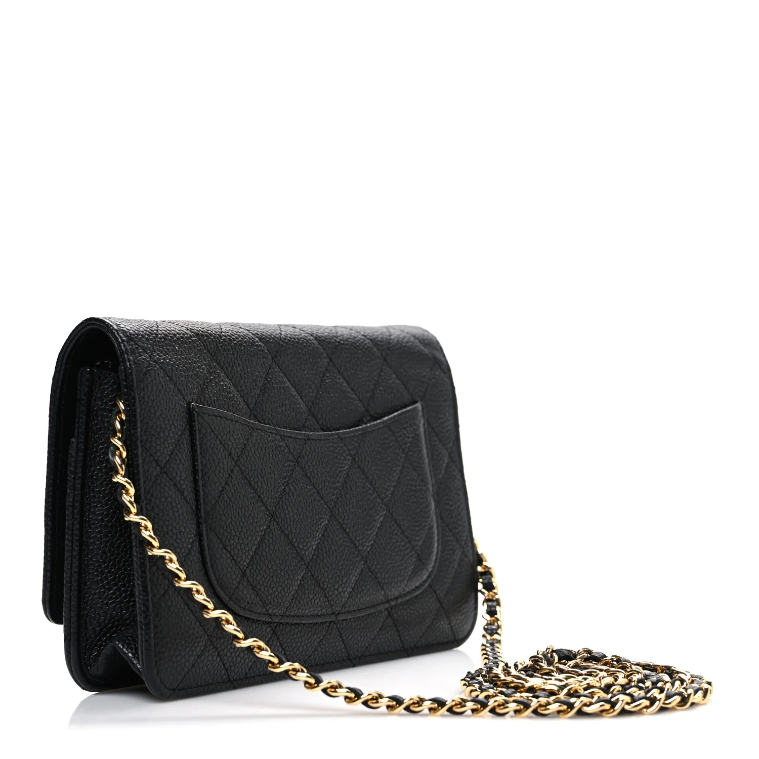 Caviar Quilted Wallet On Chain WOC Black - Image 3